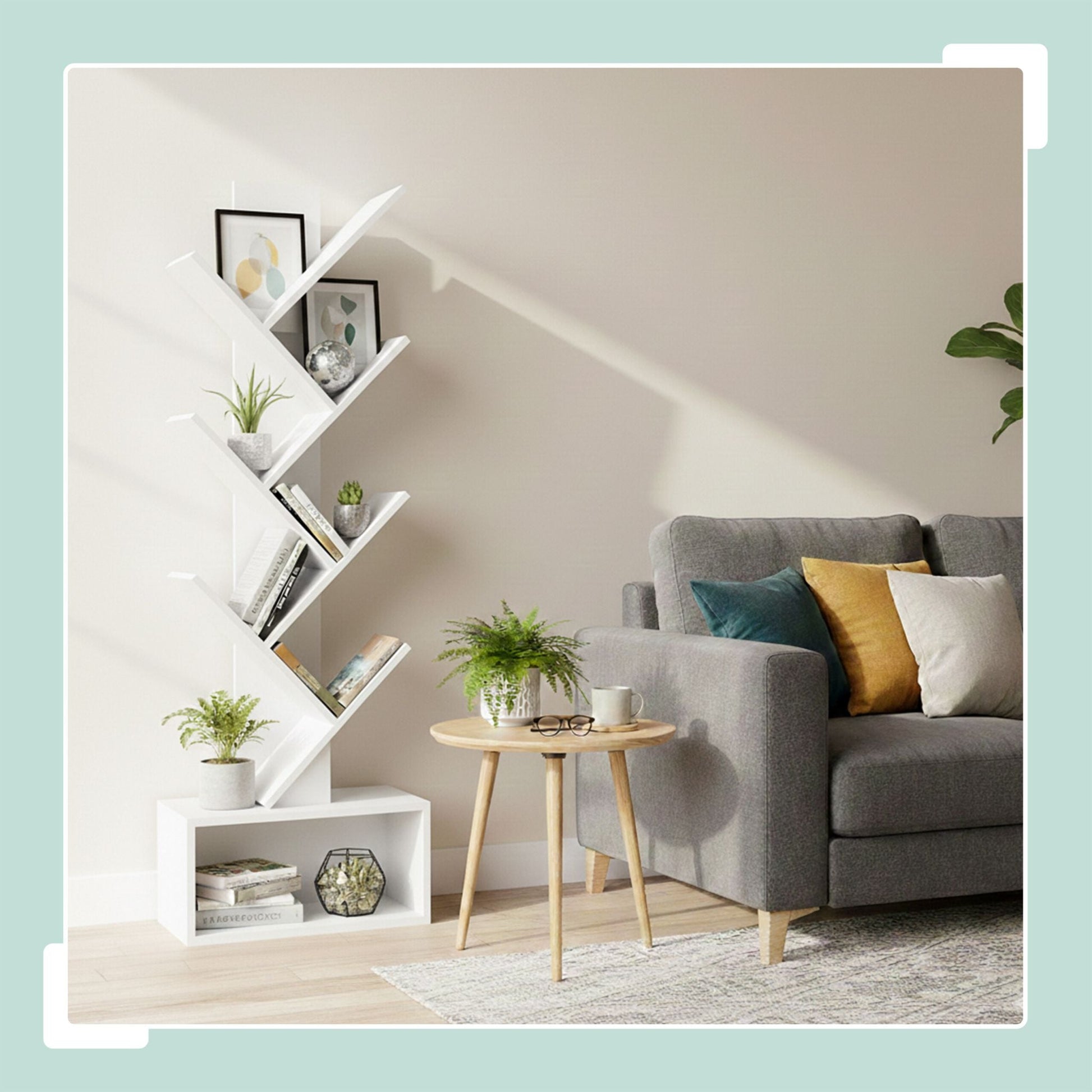 Bücherregal 6 Ebenen Baum-Design Weiss von Relaxdays