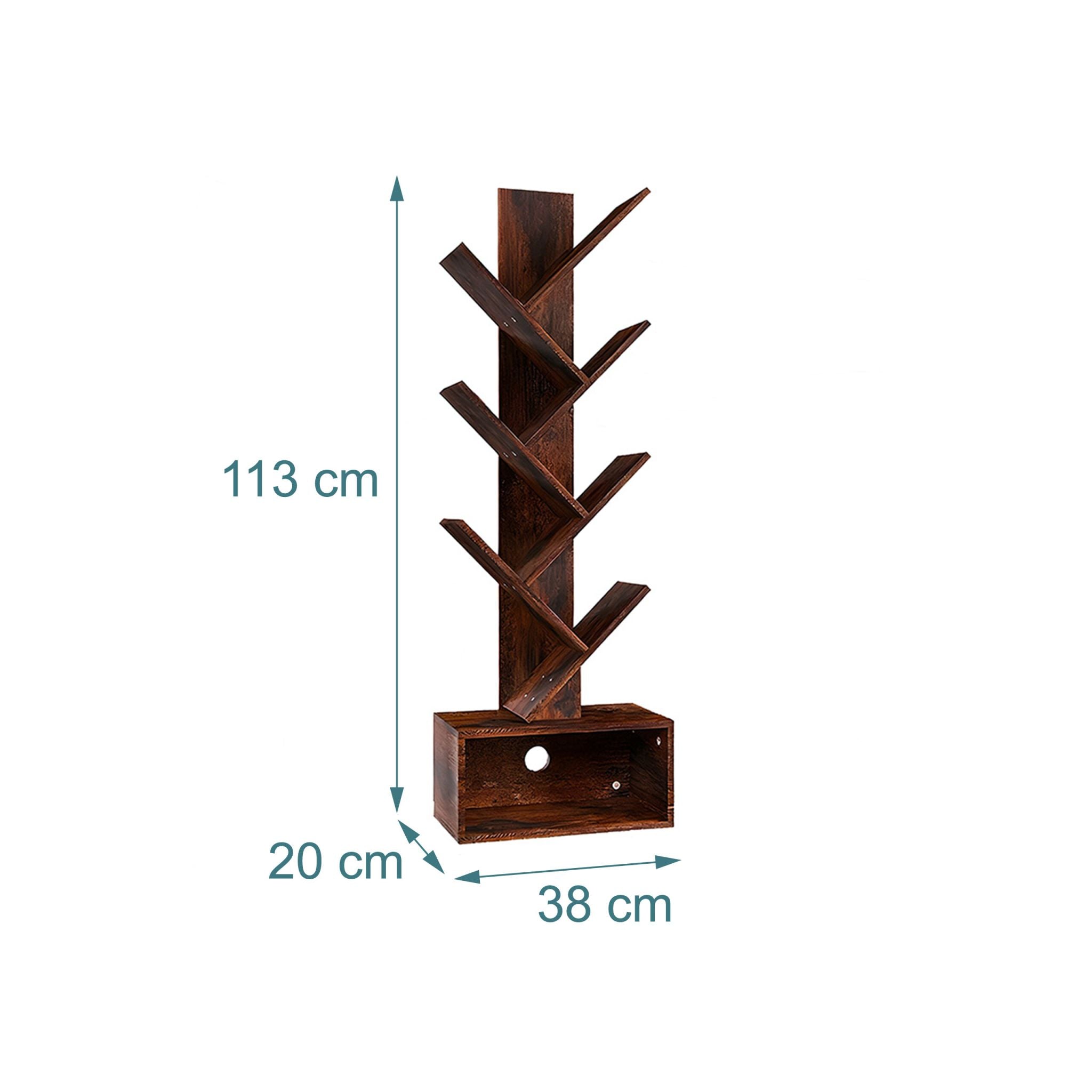 Bücherregal 6 Ebenen Baum-Design Braun von Relaxdays
