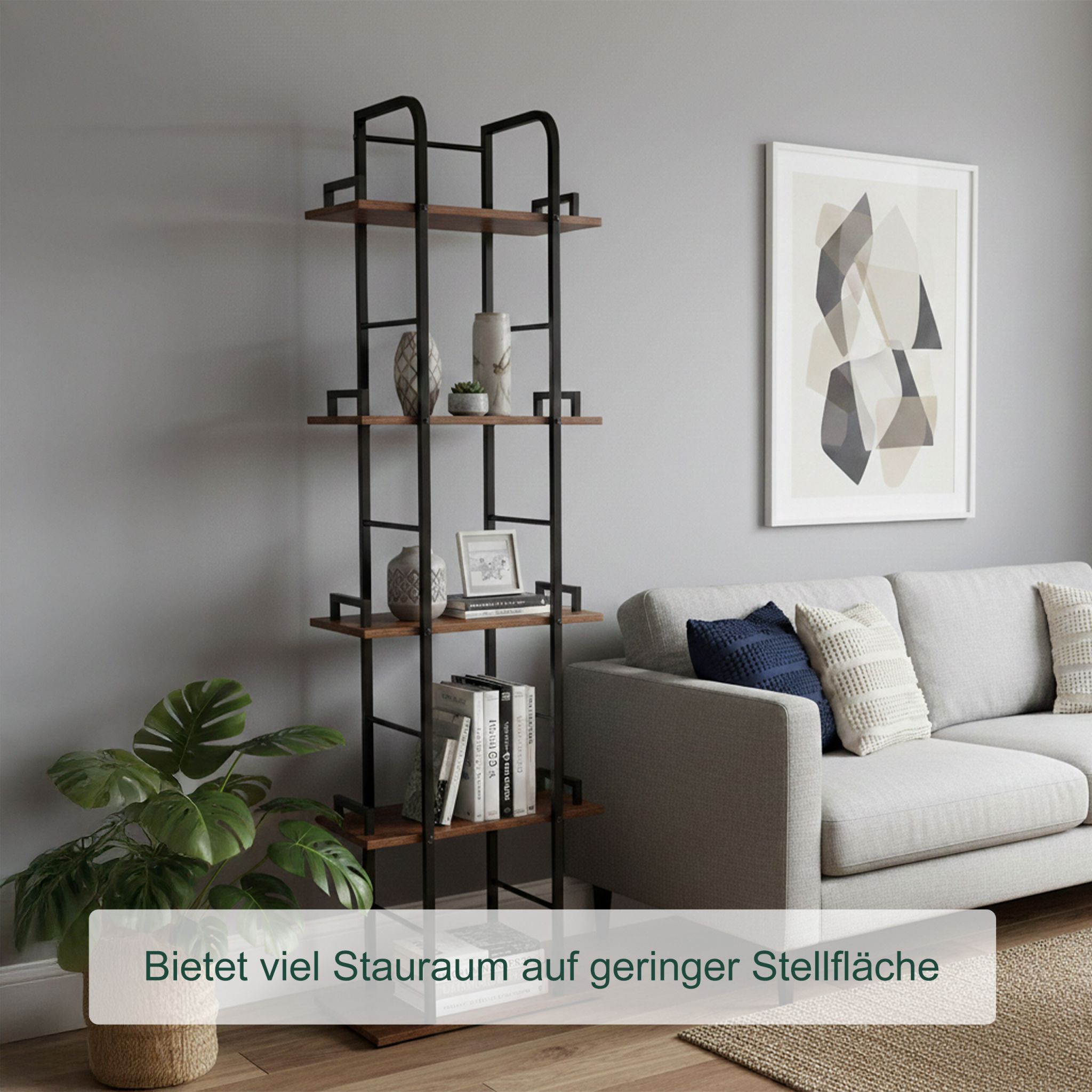 Standregal mit 5 Ebenen Braun-Schwarz von Relaxdays
