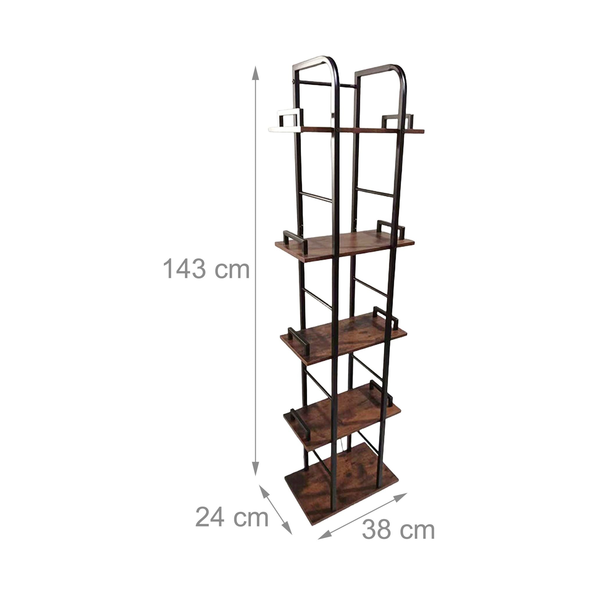 Standregal mit 5 Ebenen Braun-Schwarz von Relaxdays