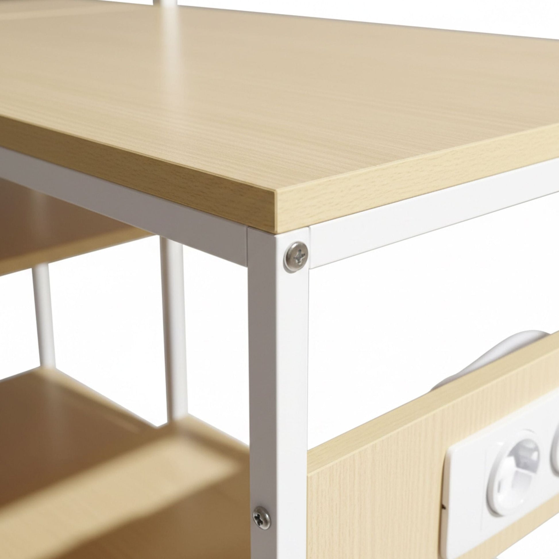 Küchenregal mehrere Ebenen mit Steckdose Weiss-Hellbraun von Relaxdays