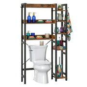 Toilettenregal 3 Ebenen mit Seitenablage Dunkelbraun-Schwarz von Relaxdays