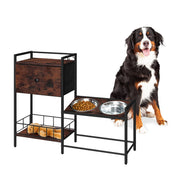 Futterstation Hunde mit Stauraum Braun-Schwarz von Relaxdays