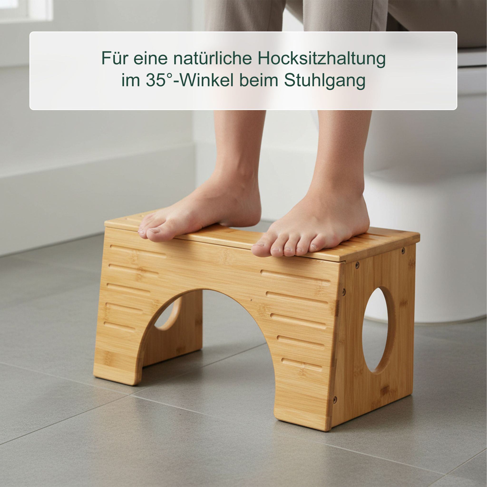 Toilettenhocker Bambus Hellbraun von Relaxdays