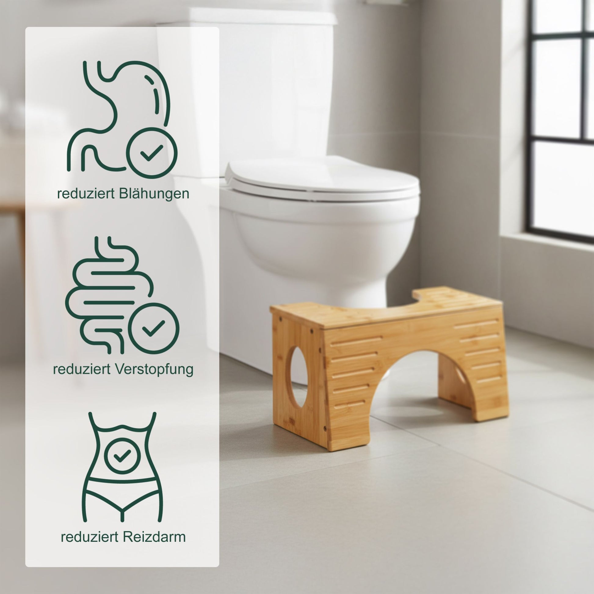 Toilettenhocker Bambus Hellbraun von Relaxdays