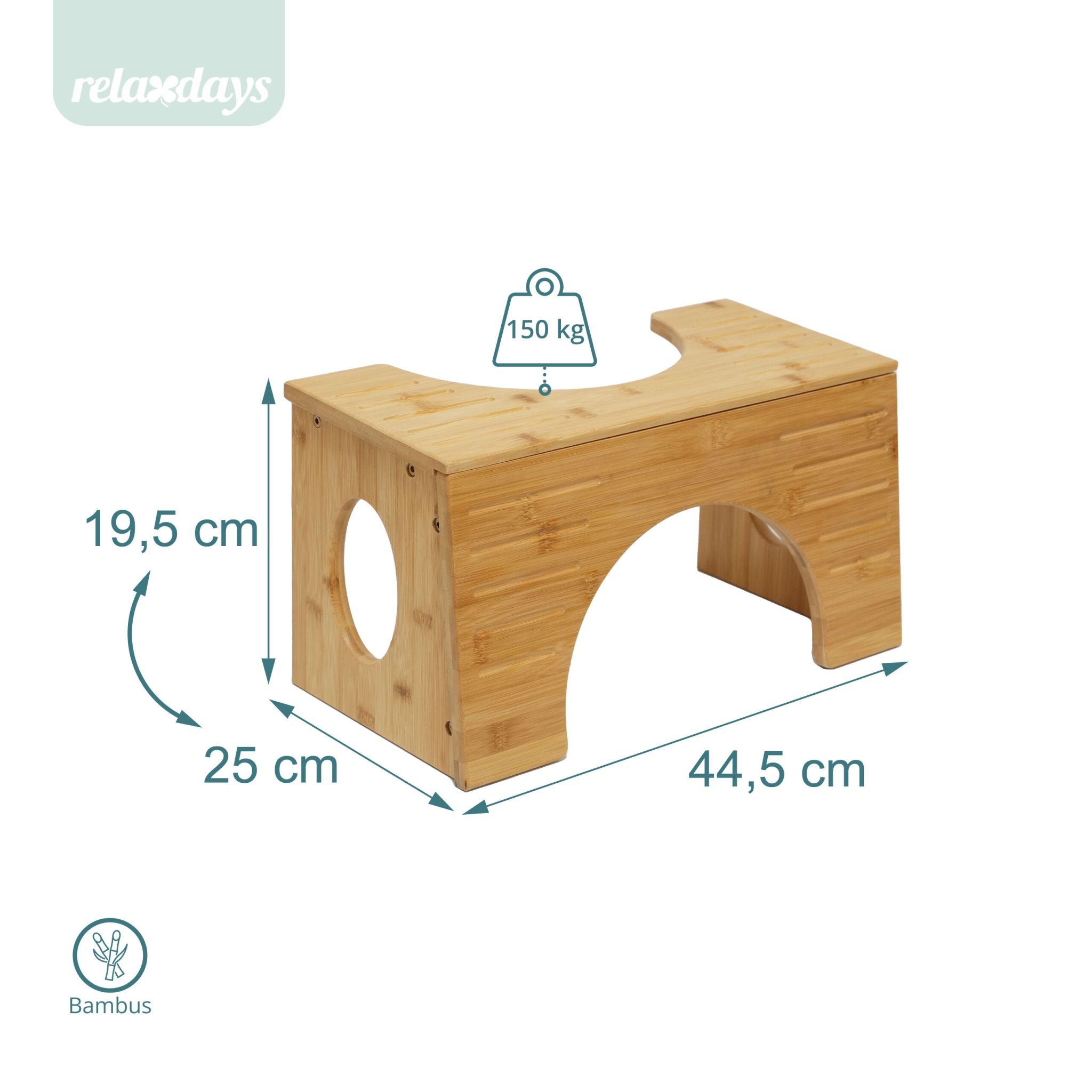 Toilettenhocker Bambus Hellbraun von Relaxdays