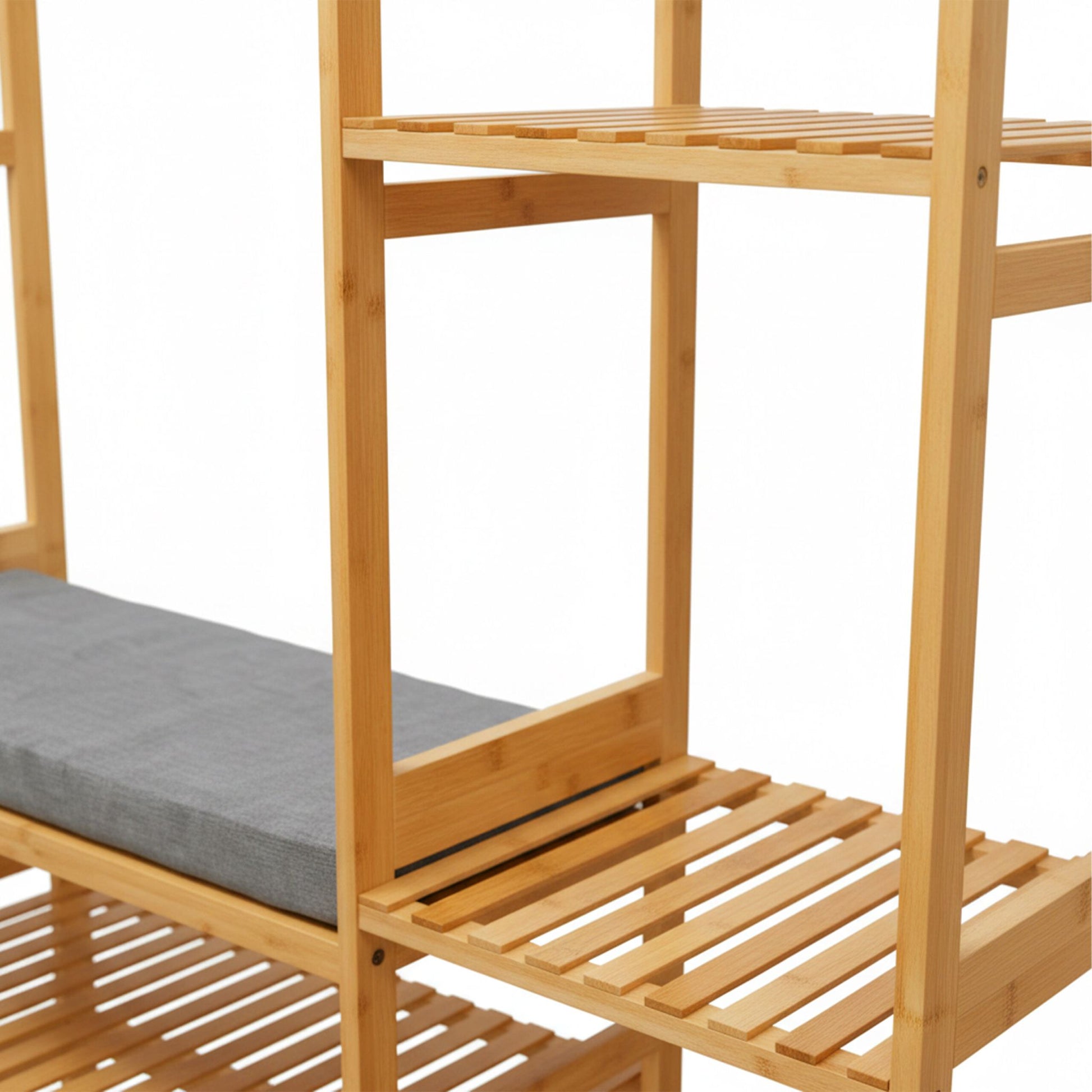 Garderobenständer mit Sitzbank & Haken Hellbraun-Schwarz-Grau von Relaxdays