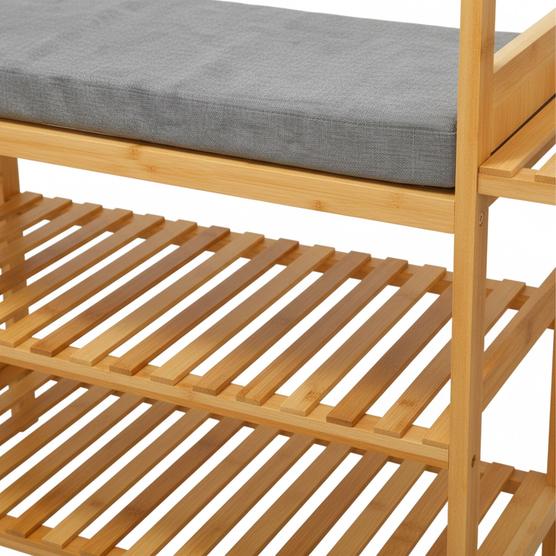 Garderobenständer mit Sitzbank & Haken Hellbraun-Schwarz-Grau von Relaxdays