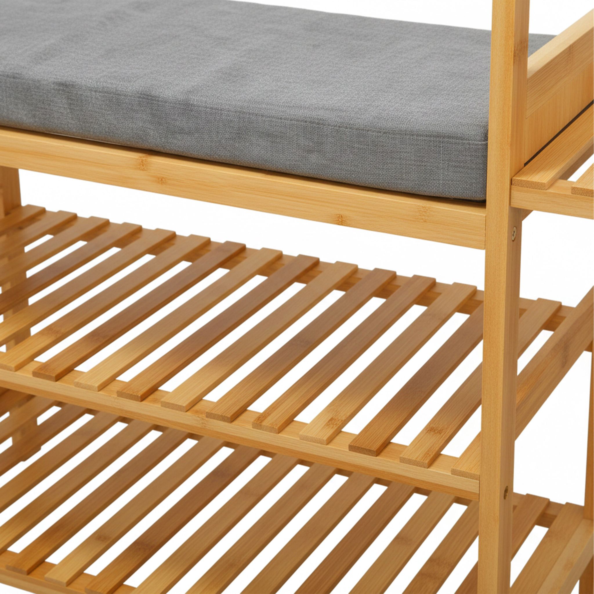 Garderobenständer mit Sitzbank & Haken Hellbraun-Schwarz-Grau von Relaxdays