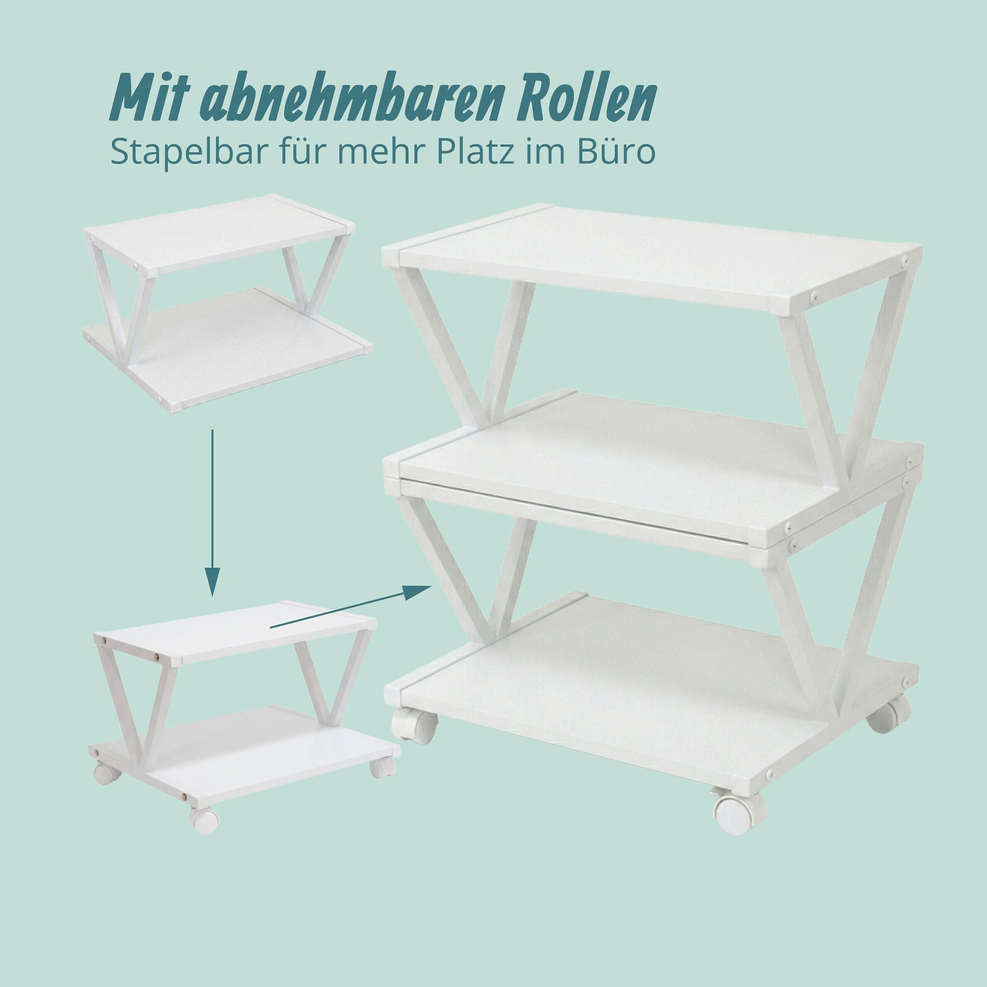 Druckerständer mit Rollen Weiss von Relaxdays