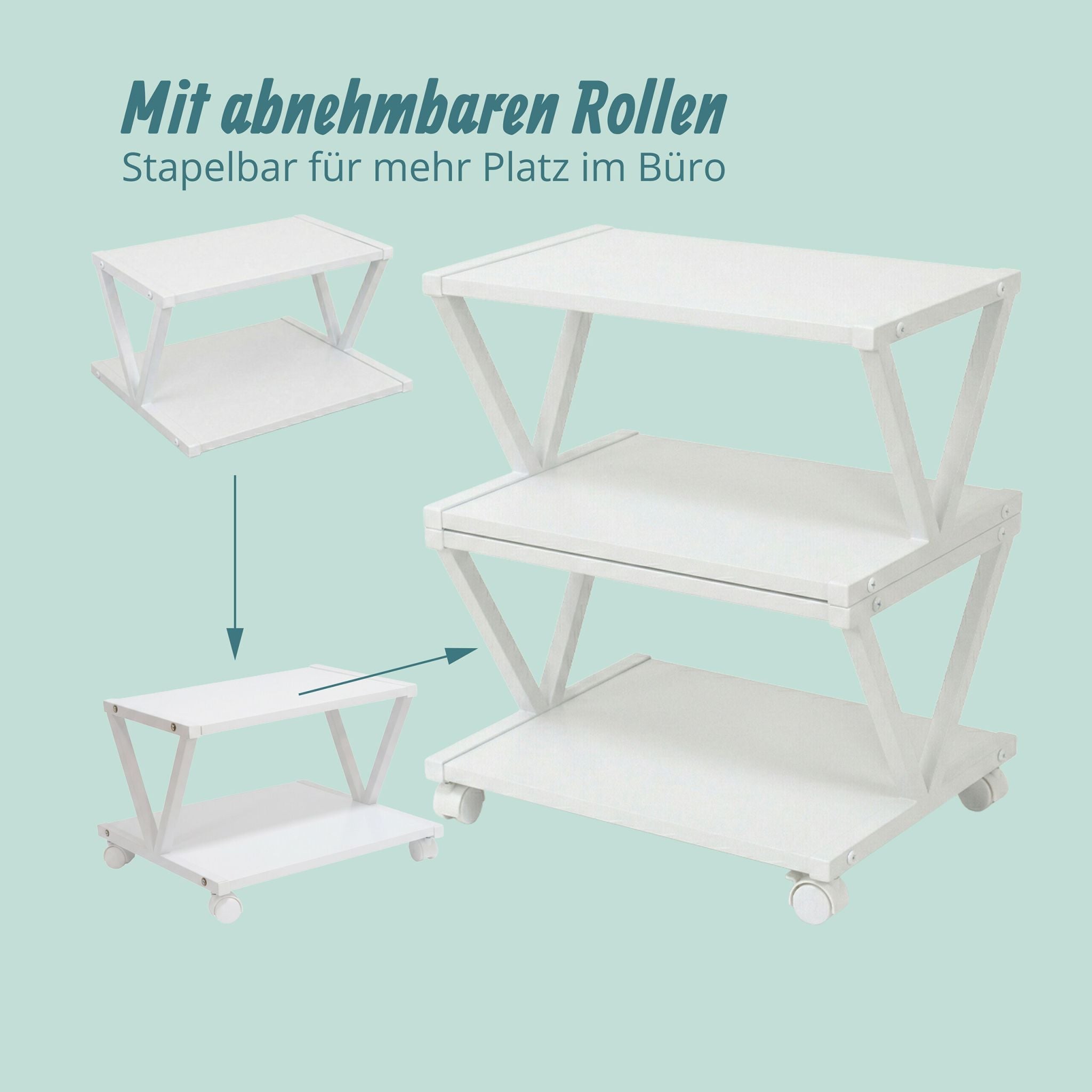 Druckerständer mit Rollen Weiss von Relaxdays