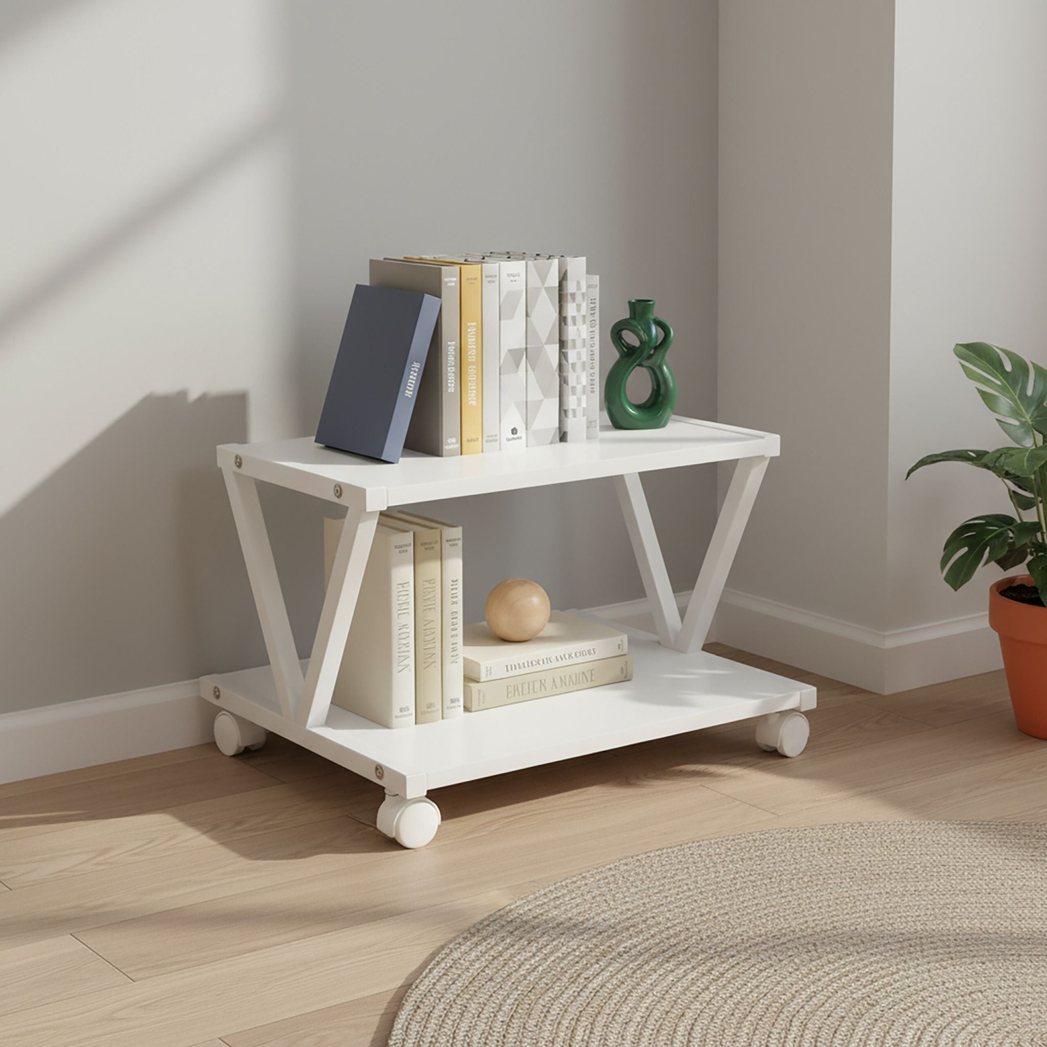 Druckerständer mit Rollen Weiss von Relaxdays
