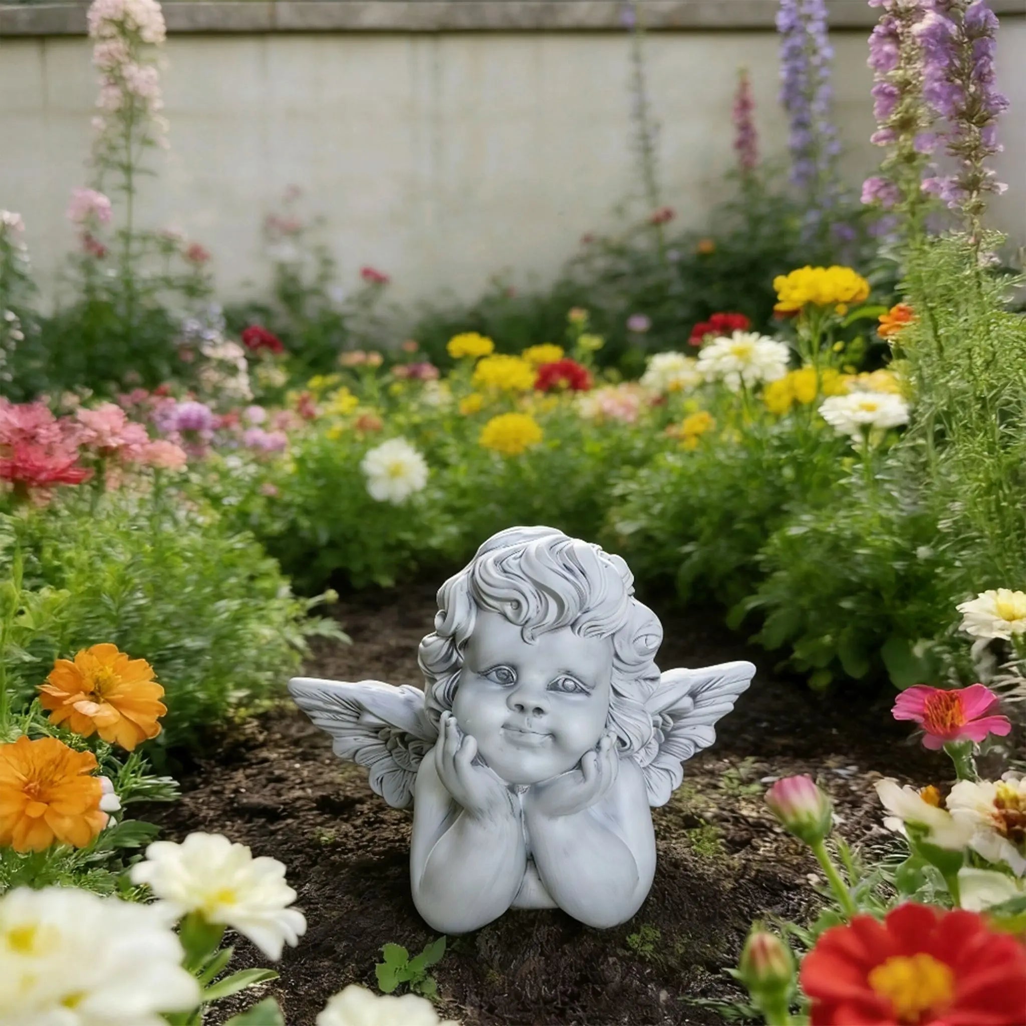Liegender Grabengel 31cm Grau von Relaxdays