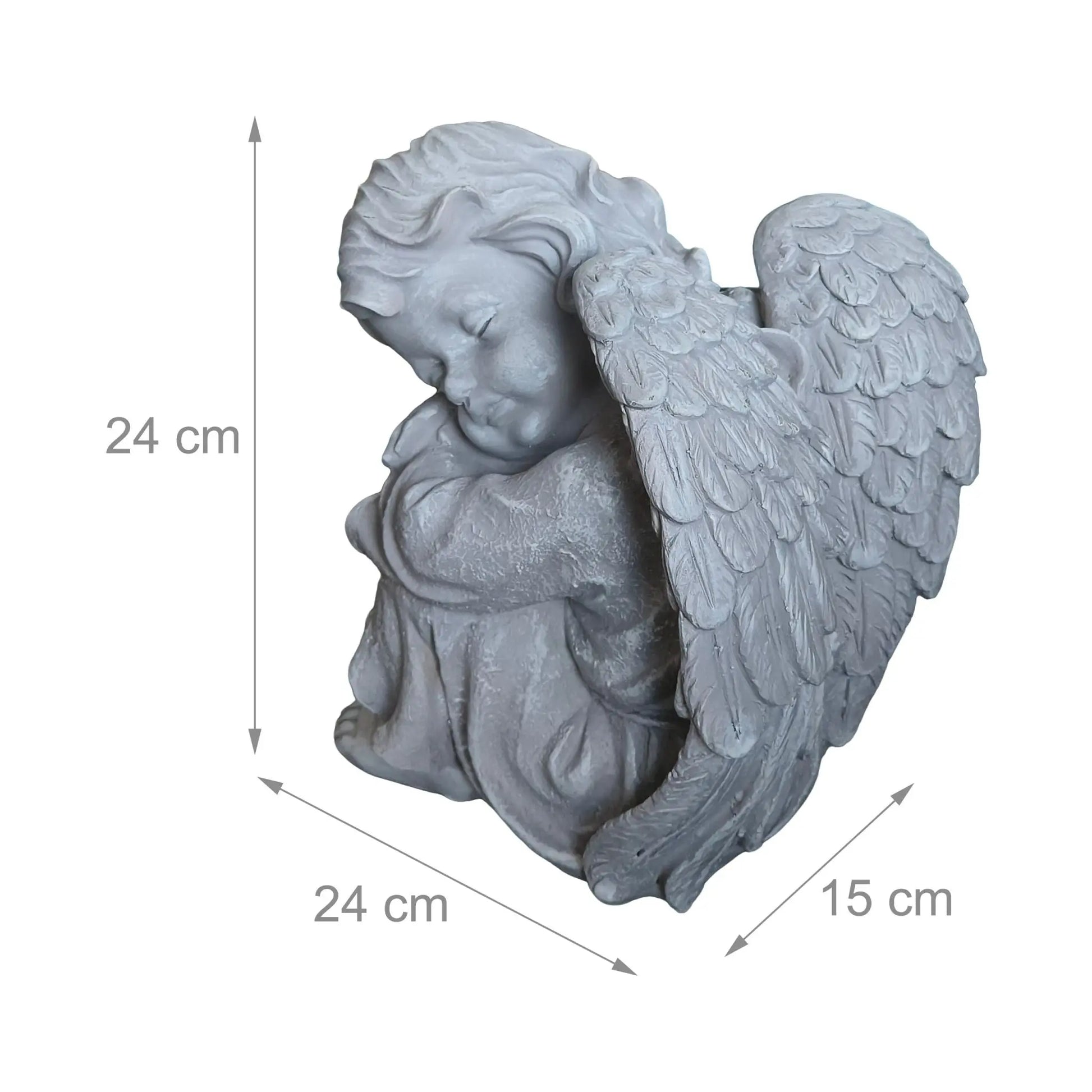 Schlafender Grabengel 24cm Grau von Relaxdays