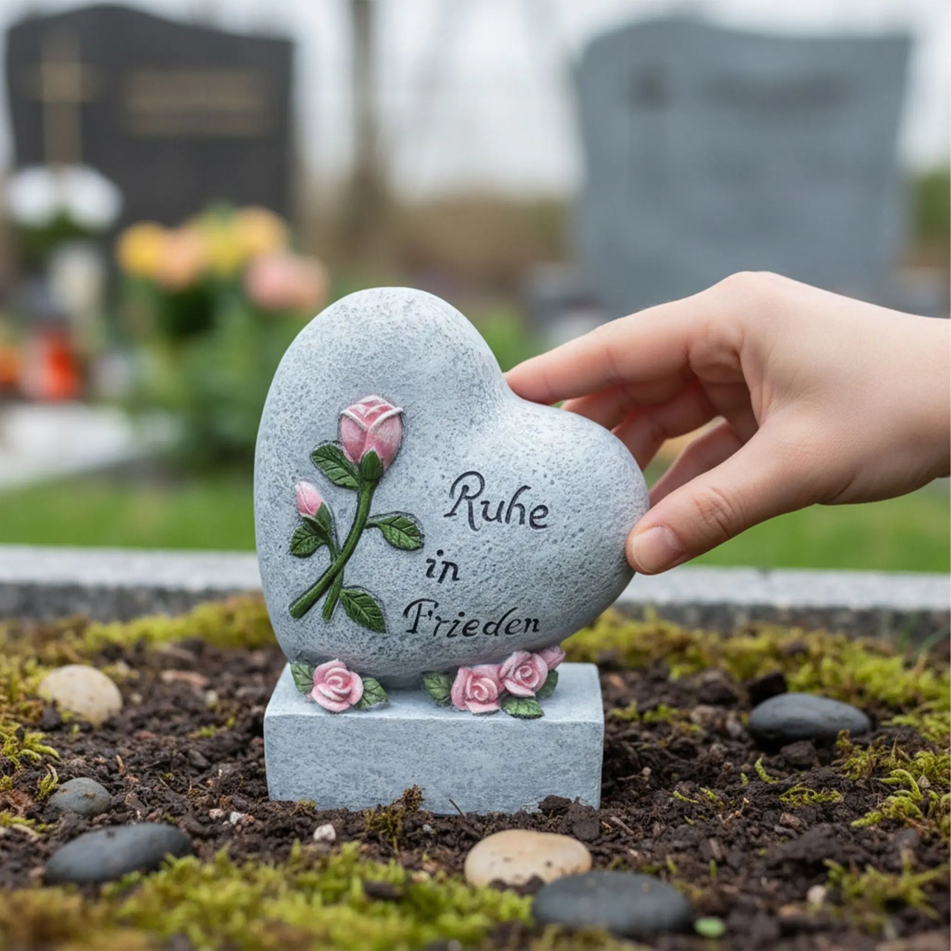 Grabschmuck Herz mit Spruch Grau von Relaxdays