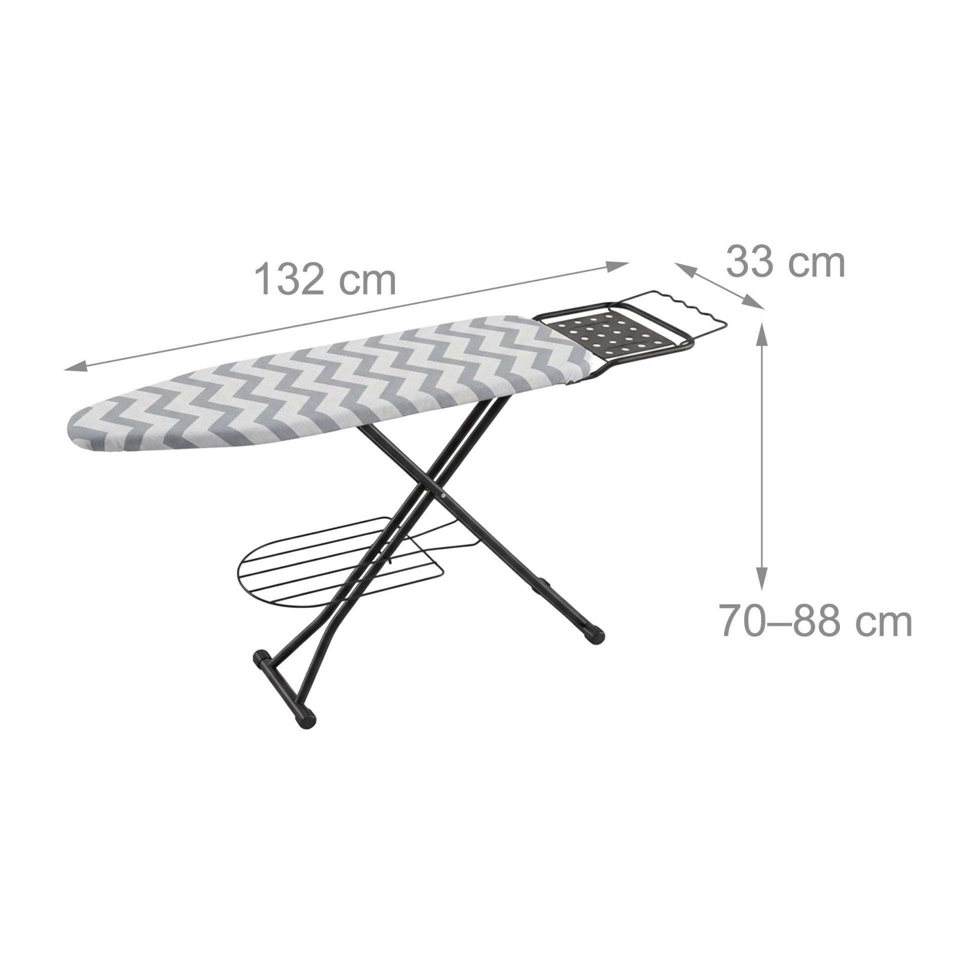 Bügelbrett 110 x 33cm Weiss-Schwarz-Grau von Relaxdays