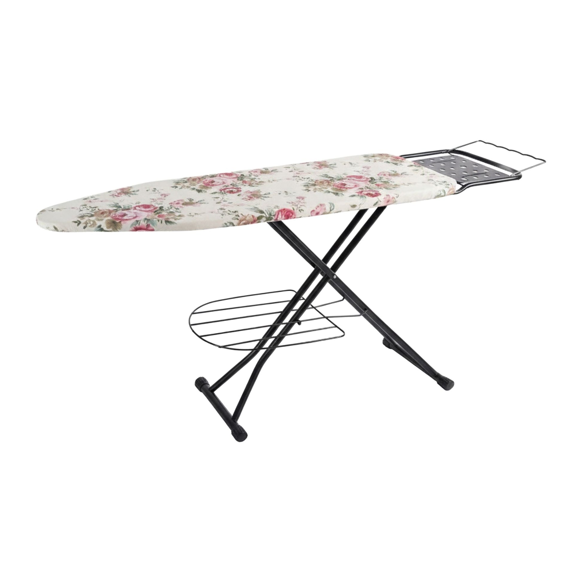 Bügelbrett 110 x 33cm Creme-Rosa-Schwarz von Relaxdays