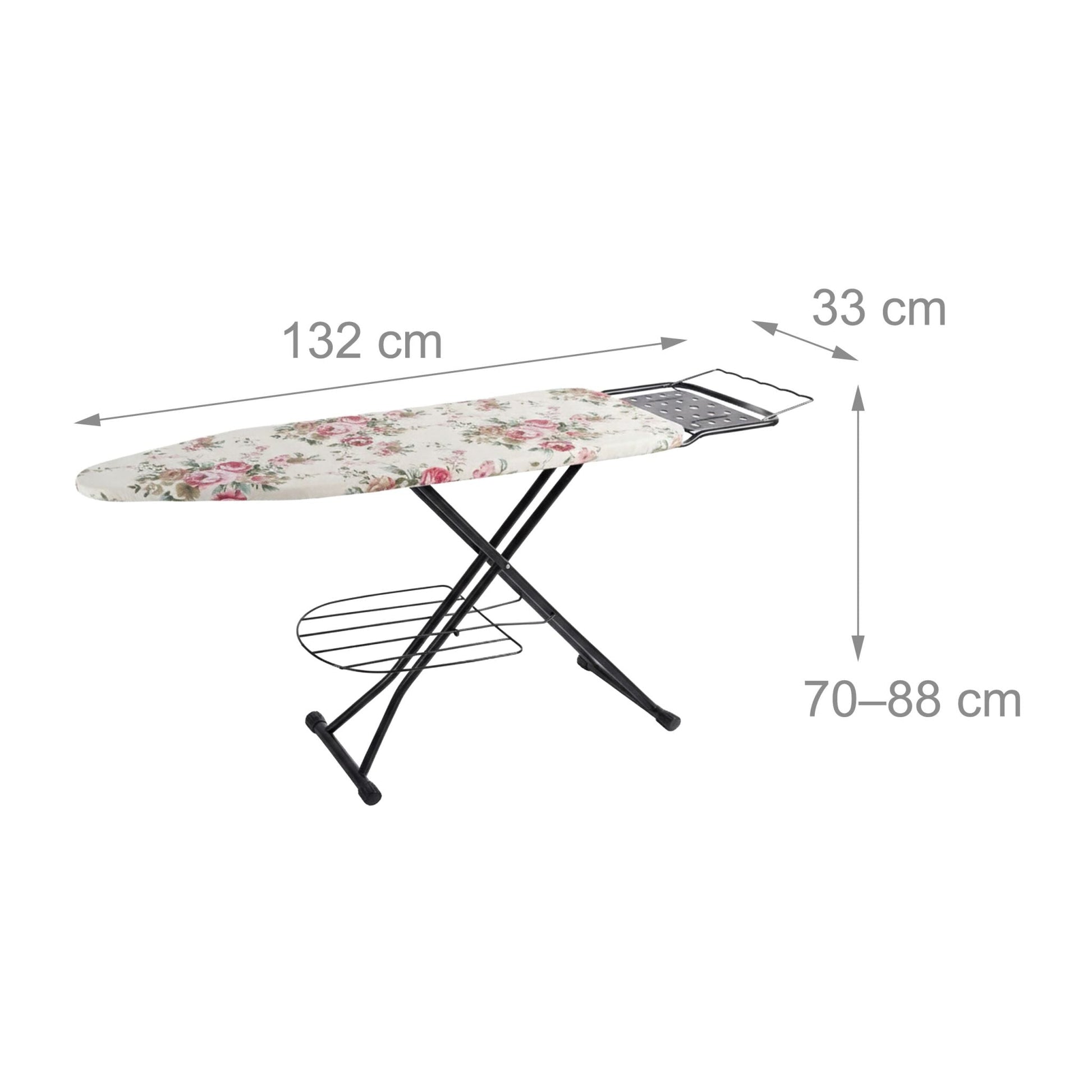 Bügelbrett 110 x 33cm Creme-Rosa-Schwarz von Relaxdays