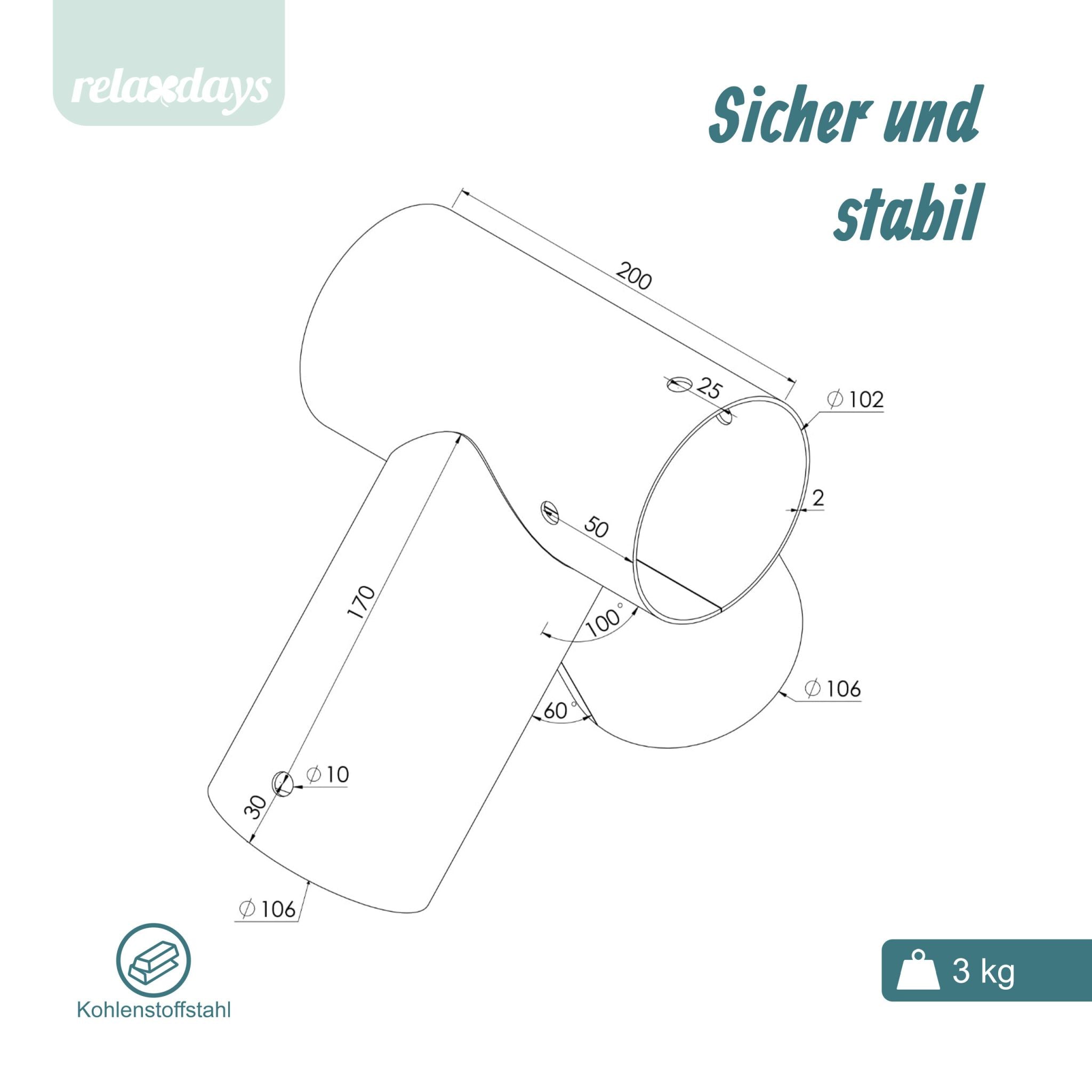 Schaukelverbinder A-Form rund Grau von Relaxdays