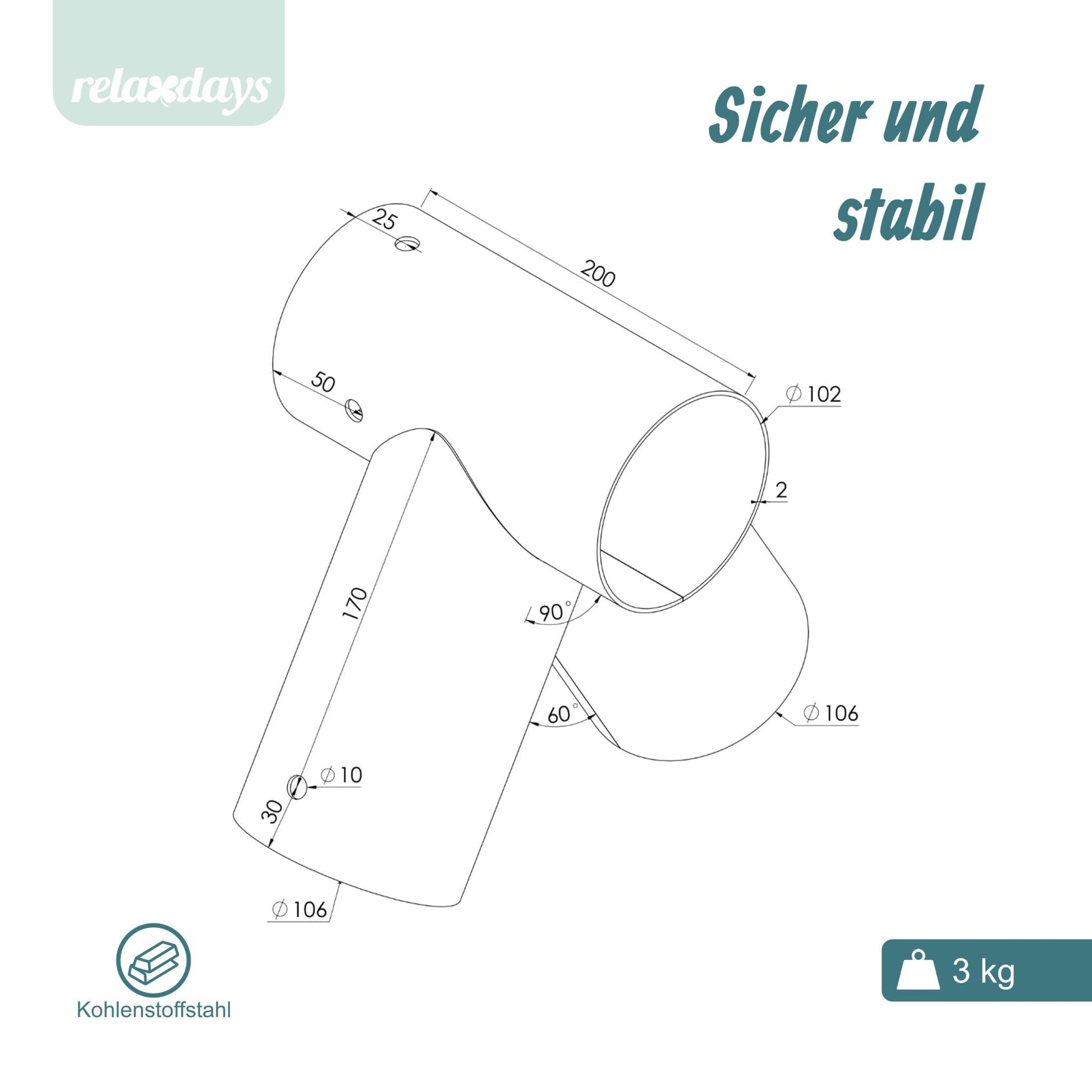 Schaukelverbinder A-Form rund Grau von Relaxdays