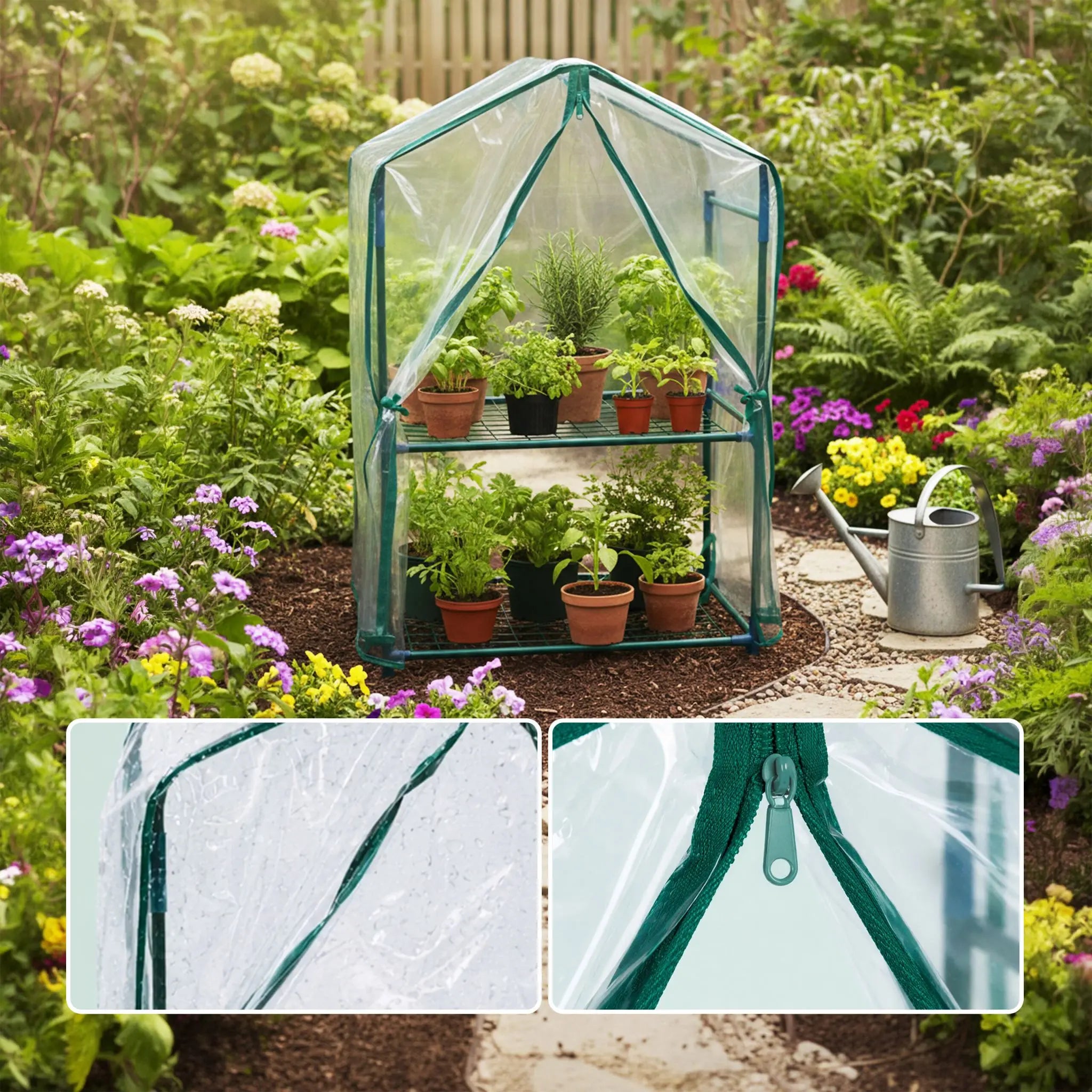 Balkon Gewächshaus mit PVC-Folie Dunkelgrün-Transparent von Relaxdays