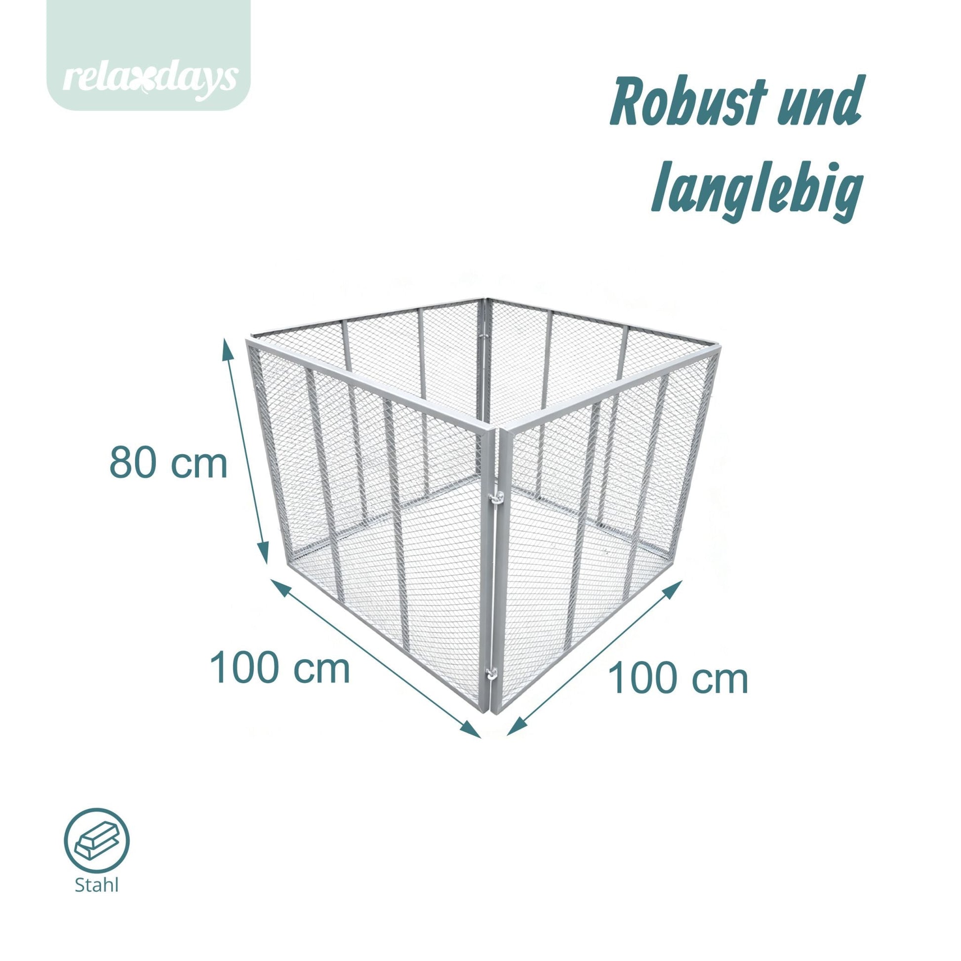 Komposter Metall 800 Liter Grau von Relaxdays