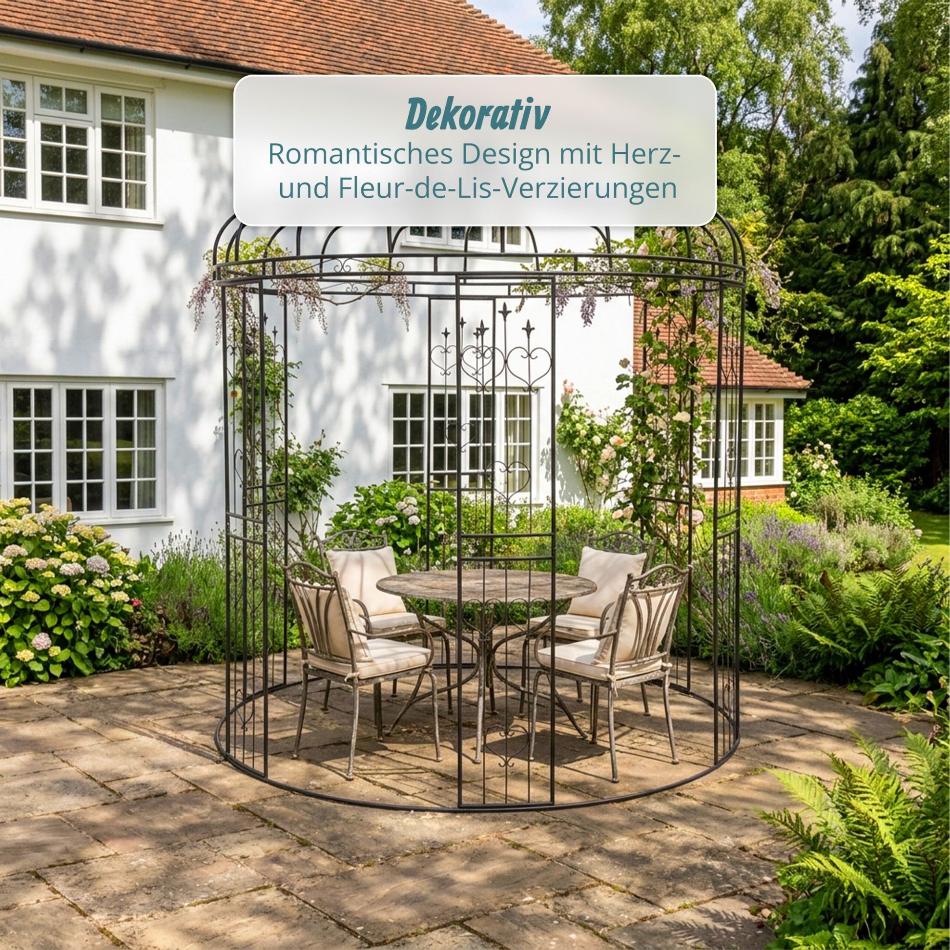 Rosenpavillon Metall Schwarz von Relaxdays