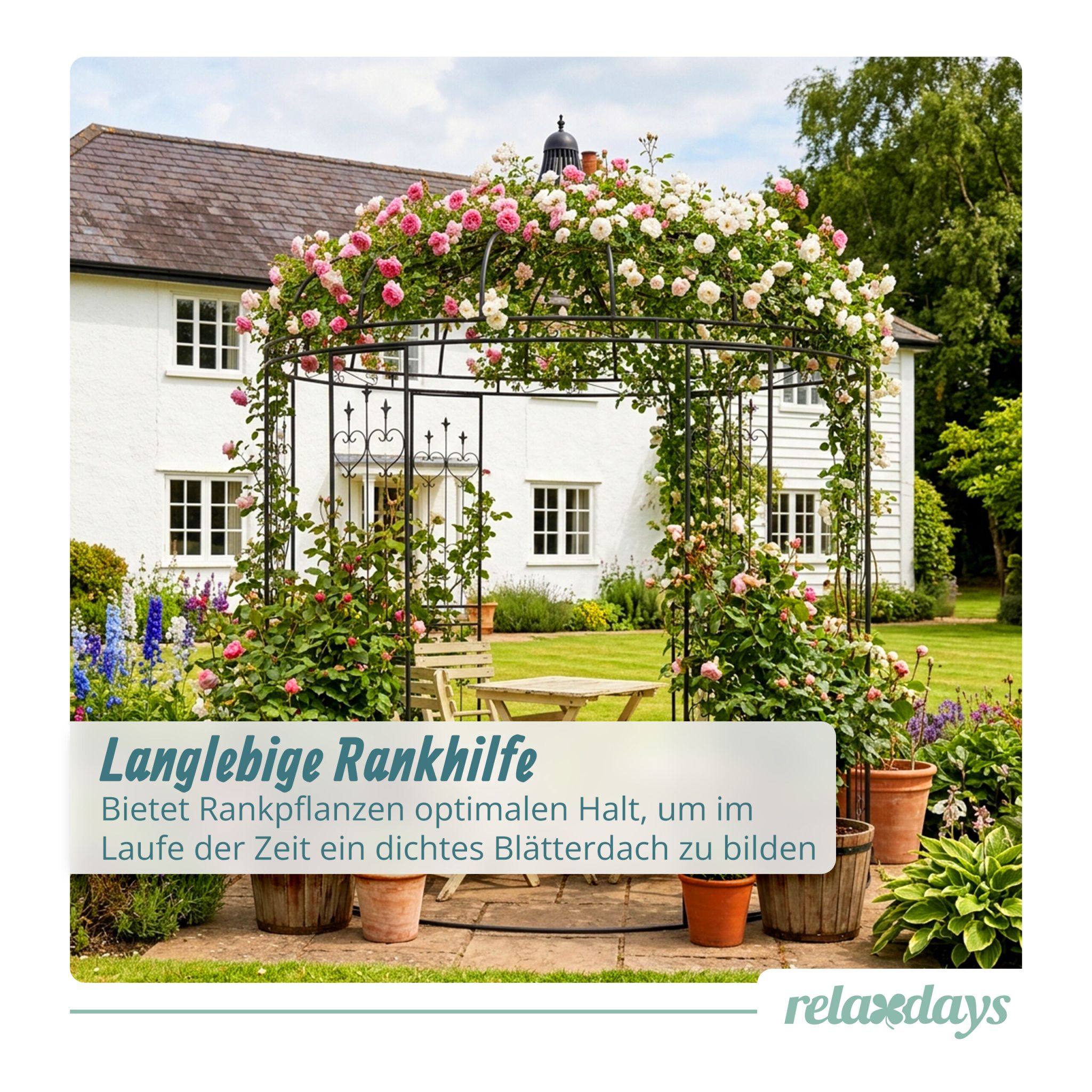 Rosenpavillon Metall Schwarz von Relaxdays