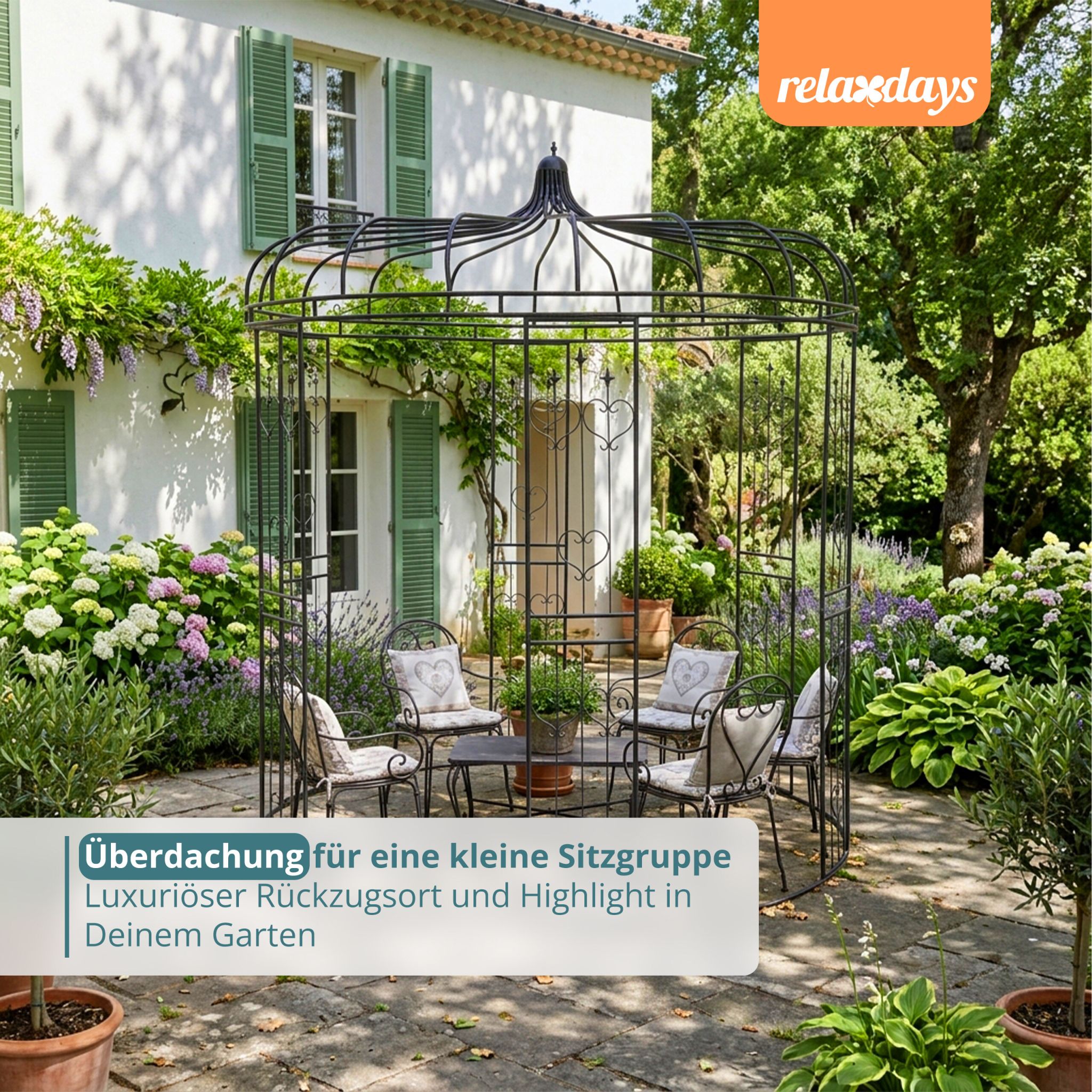 Rosenpavillon Metall Schwarz von Relaxdays