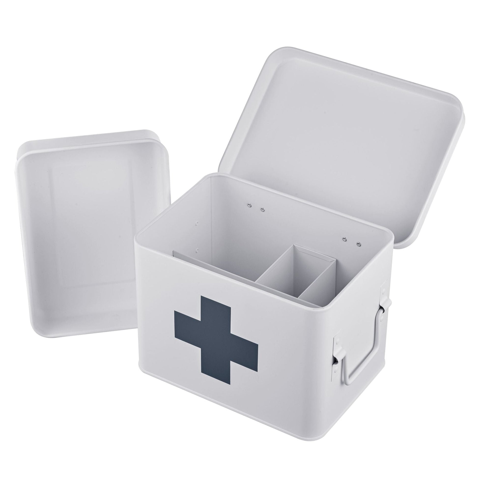 Medizinbox Metall Anthrazit-Weiss von Relaxdays