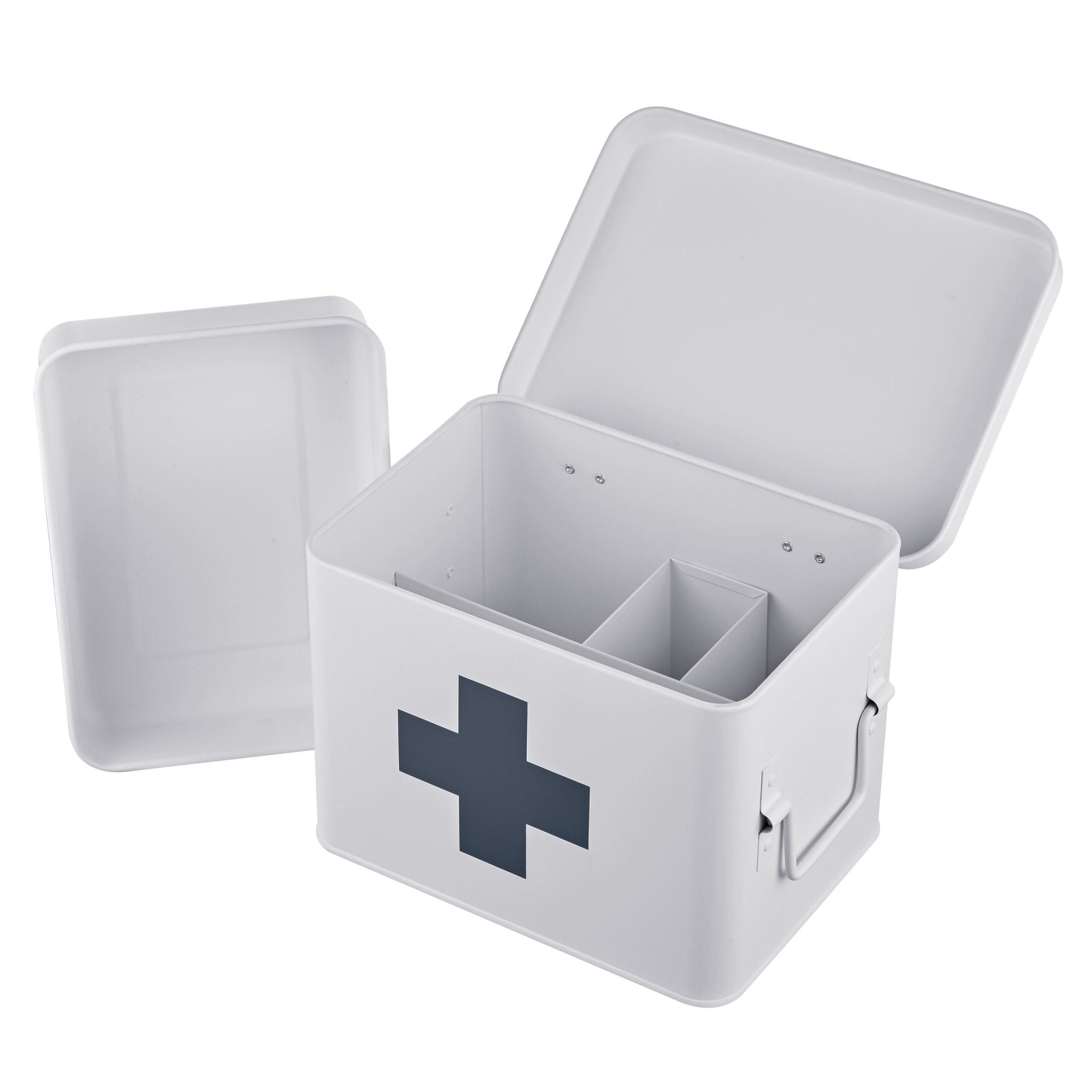 Medizinbox Metall Anthrazit-Weiss von Relaxdays