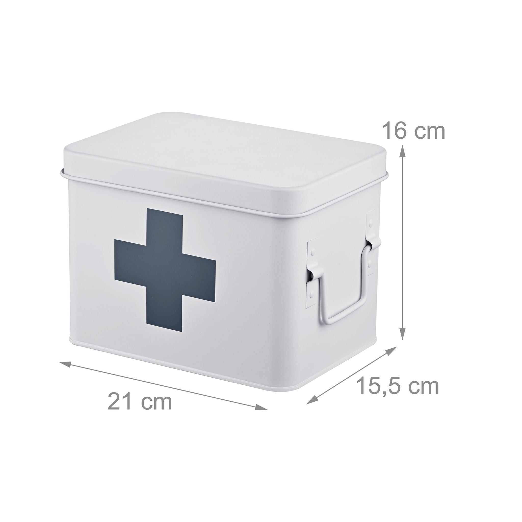 Medizinbox Metall Anthrazit-Weiss von Relaxdays