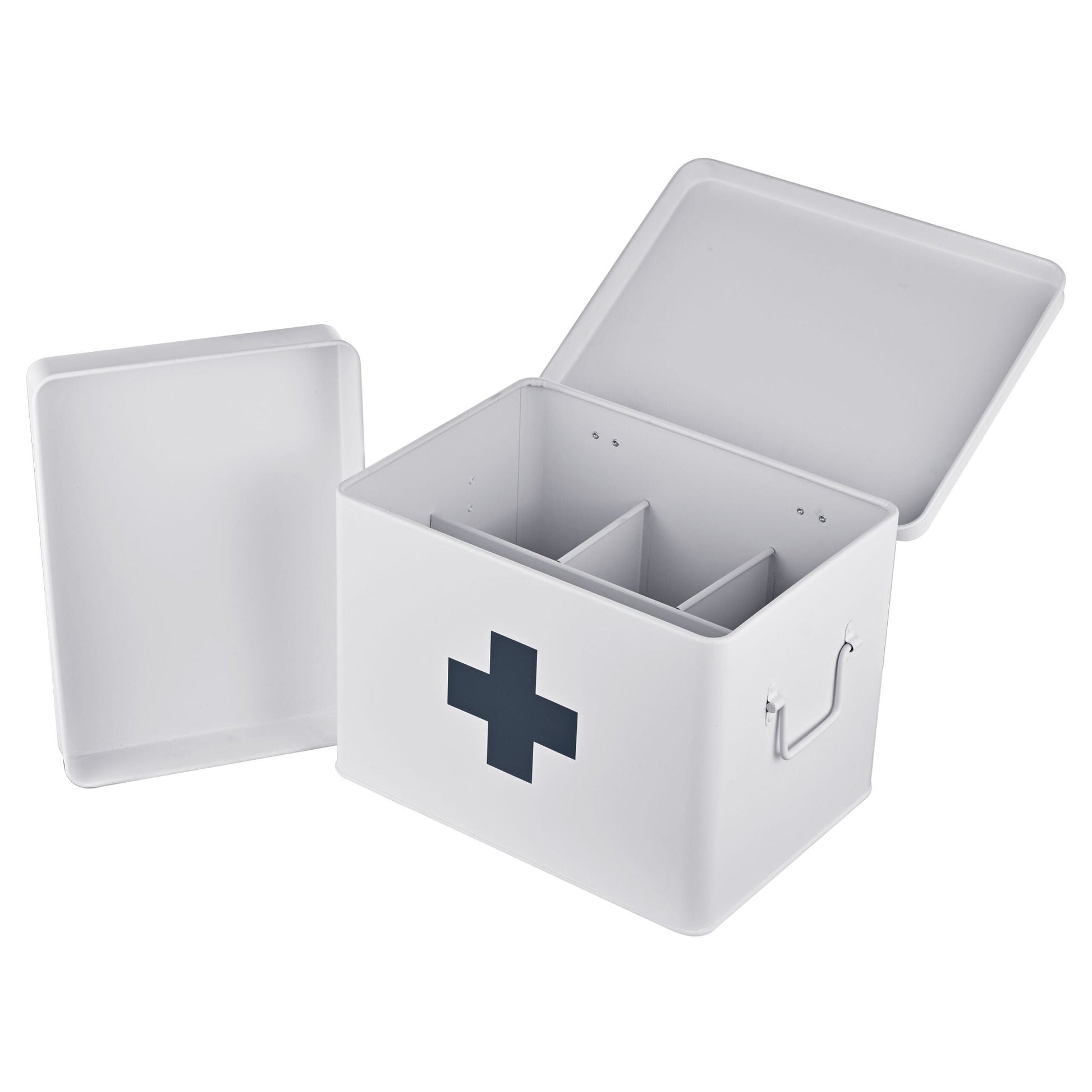 Medizinbox Metall Anthrazit-Weiss von Relaxdays