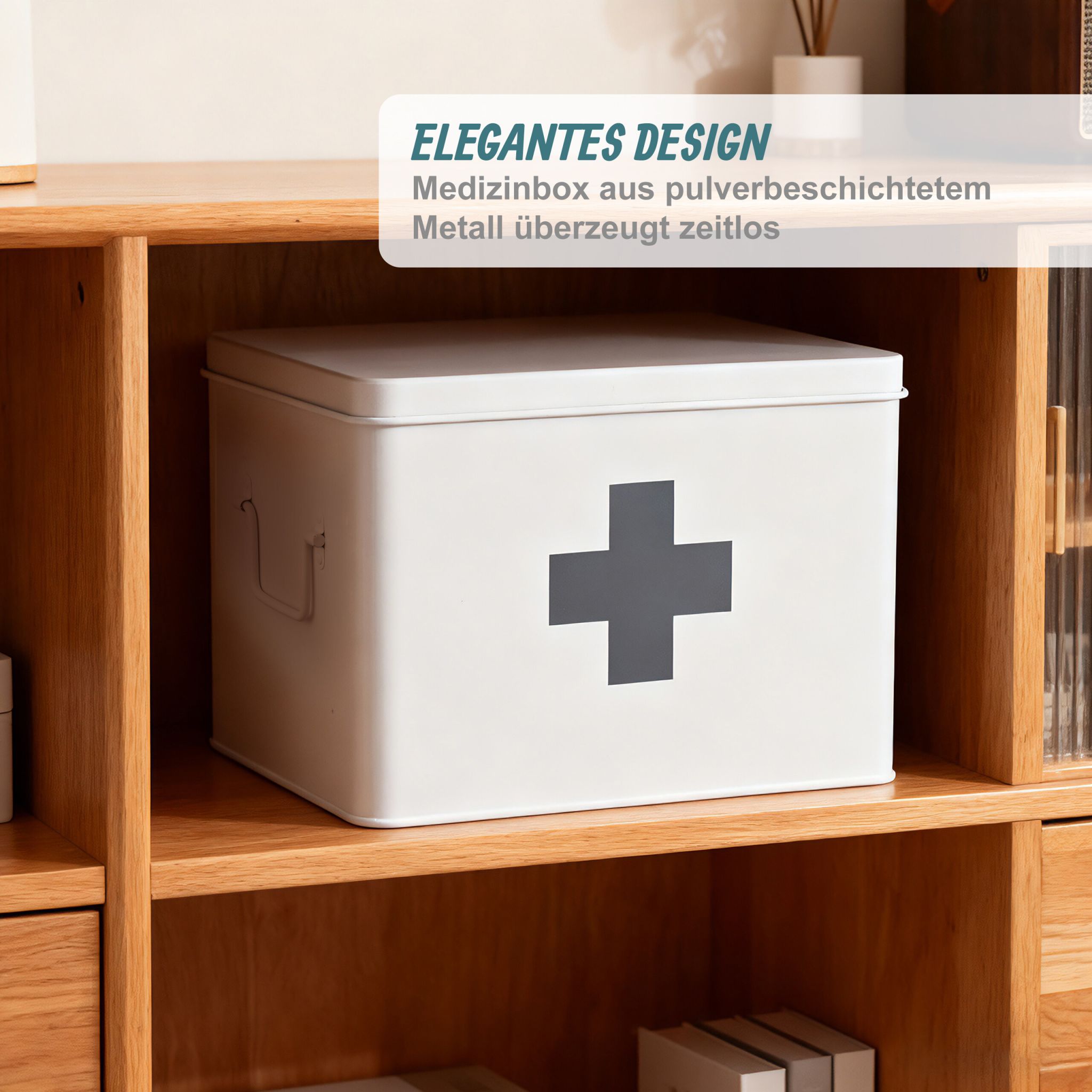 Medizinbox Metall Anthrazit-Weiss von Relaxdays
