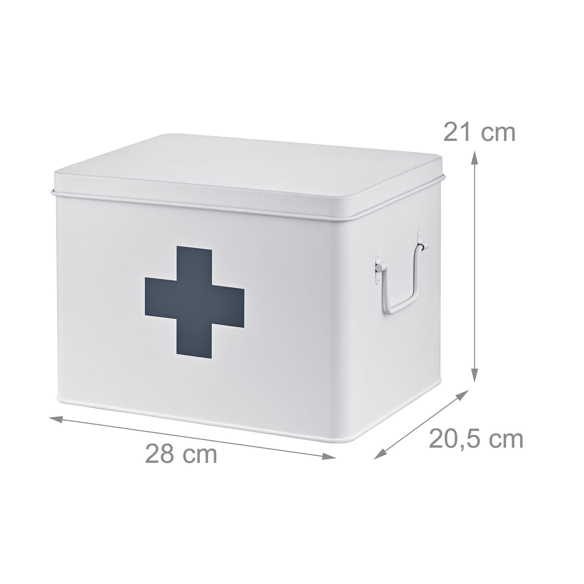 Medizinbox Metall Anthrazit-Weiss von Relaxdays