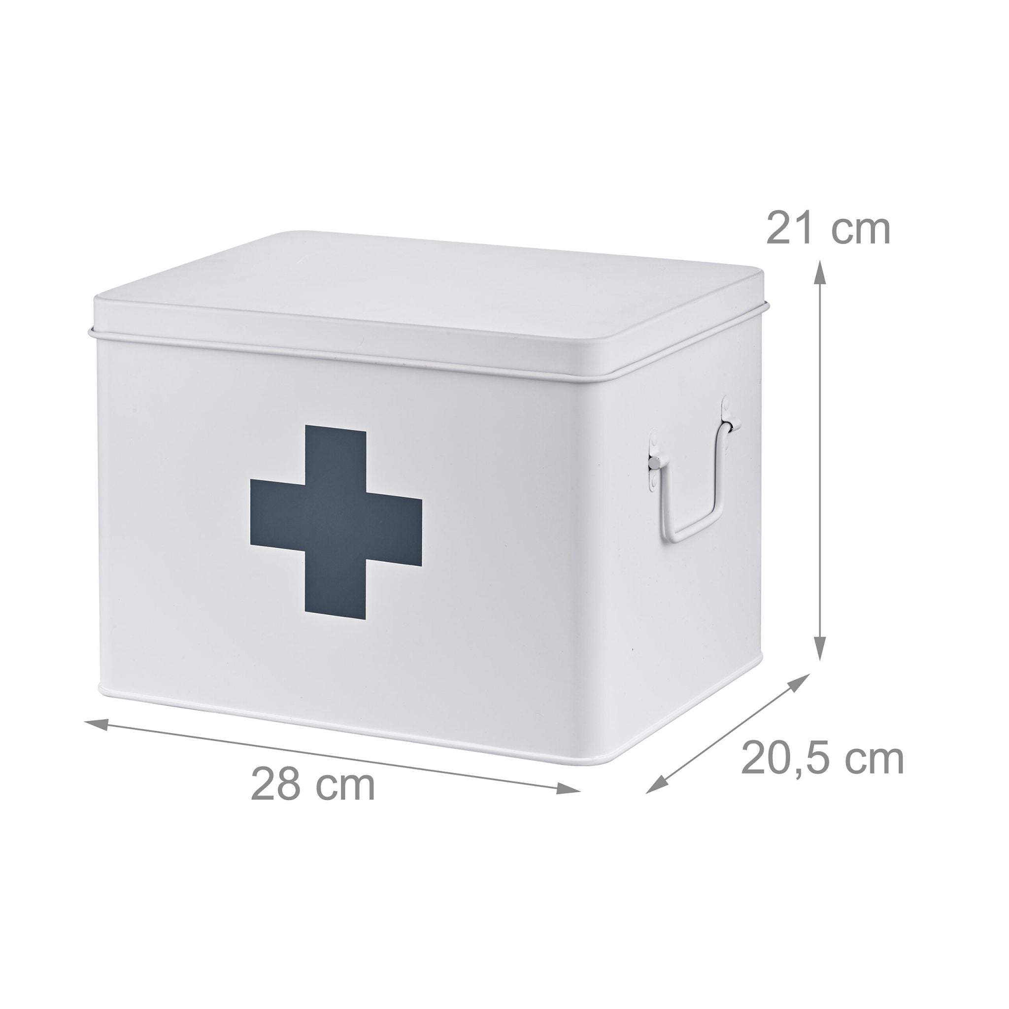 Medizinbox Metall Anthrazit-Weiss von Relaxdays