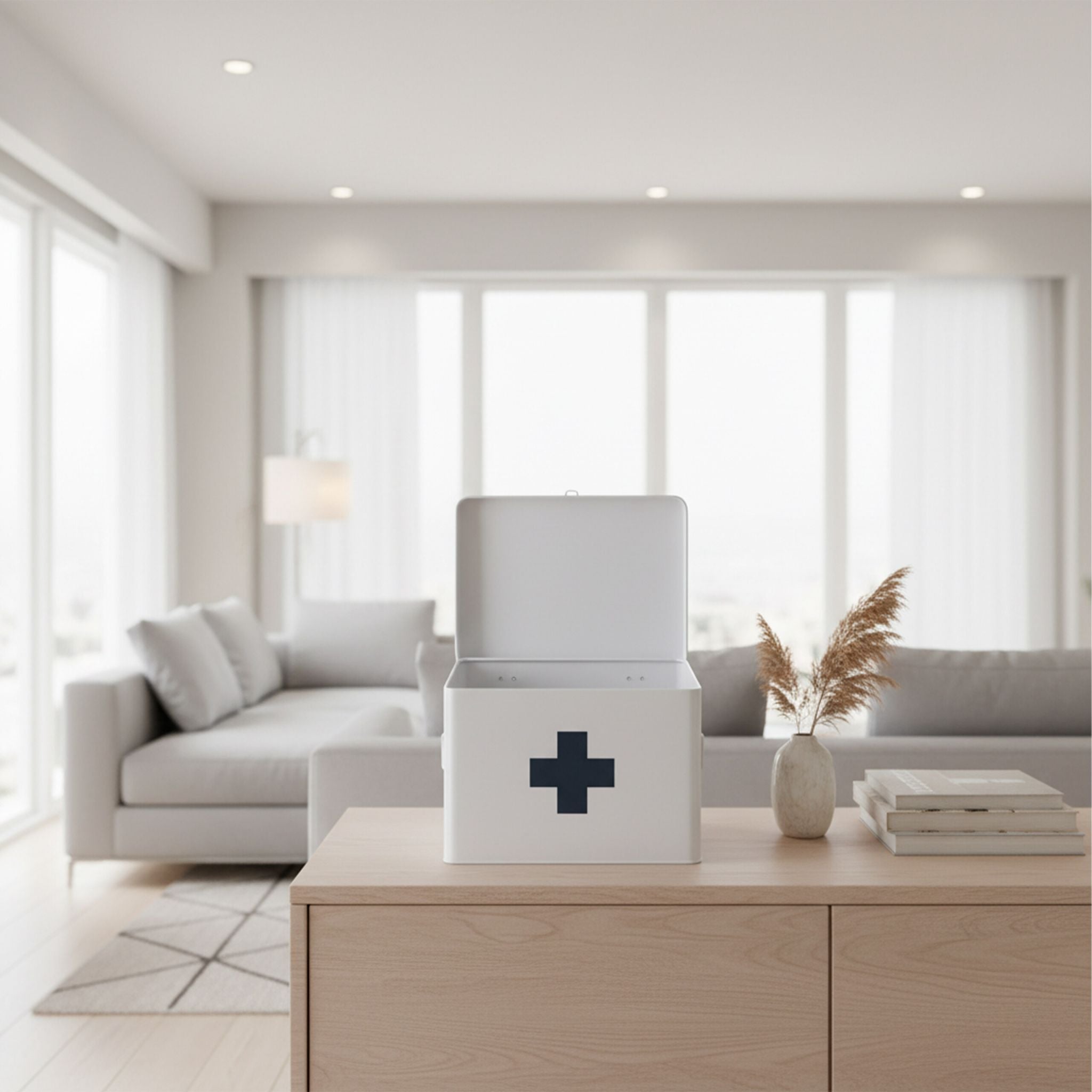 Medizinbox Metall Anthrazit-Weiss von Relaxdays