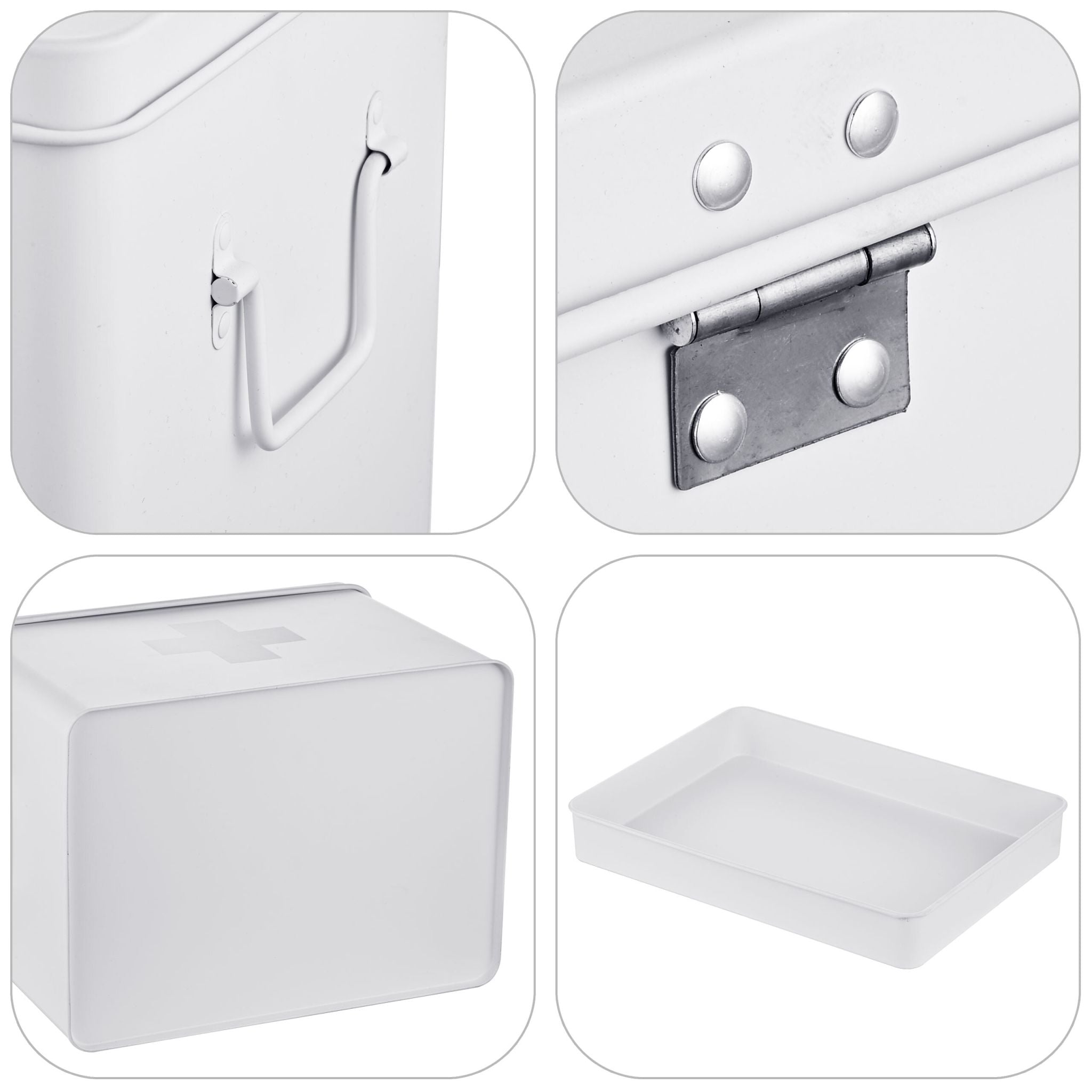 Medizinbox Metall Anthrazit-Weiss von Relaxdays