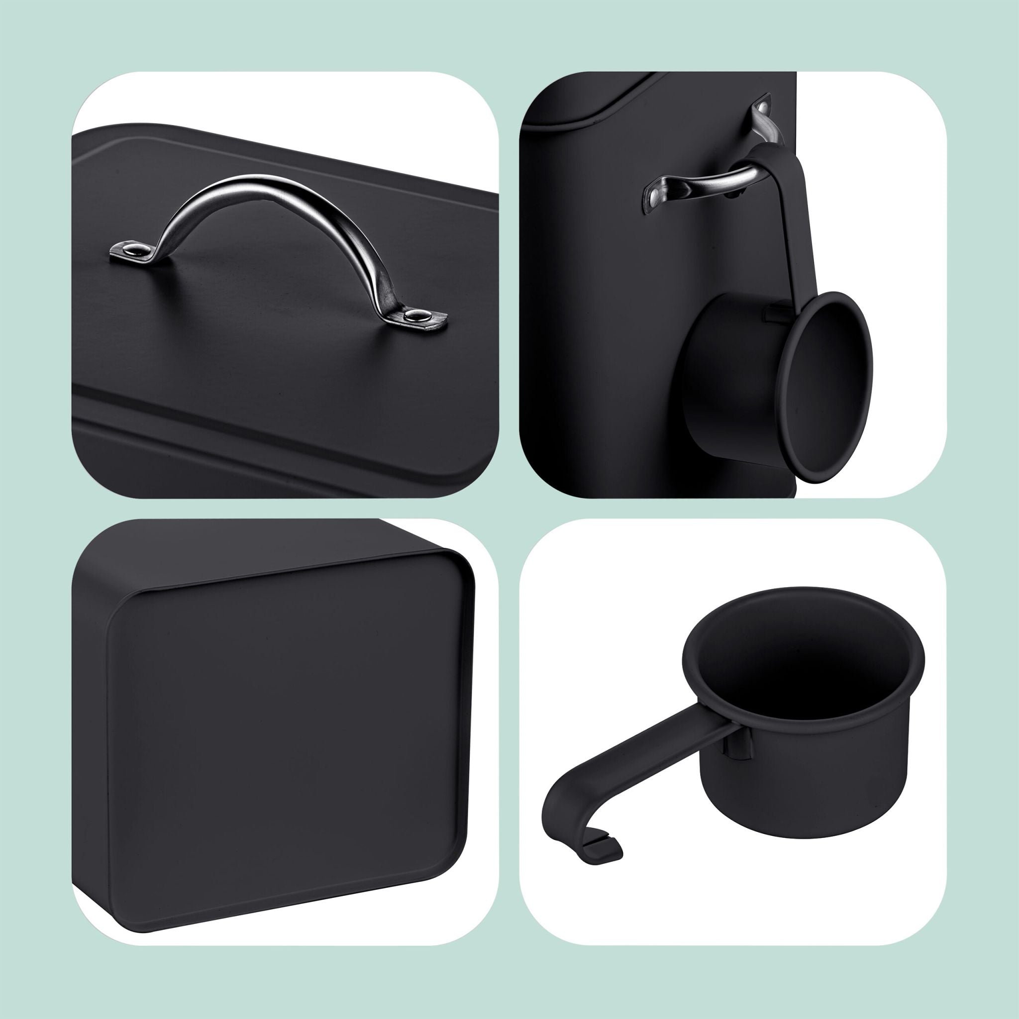 Waschmittelbox Metall 6 Liter Schwarz