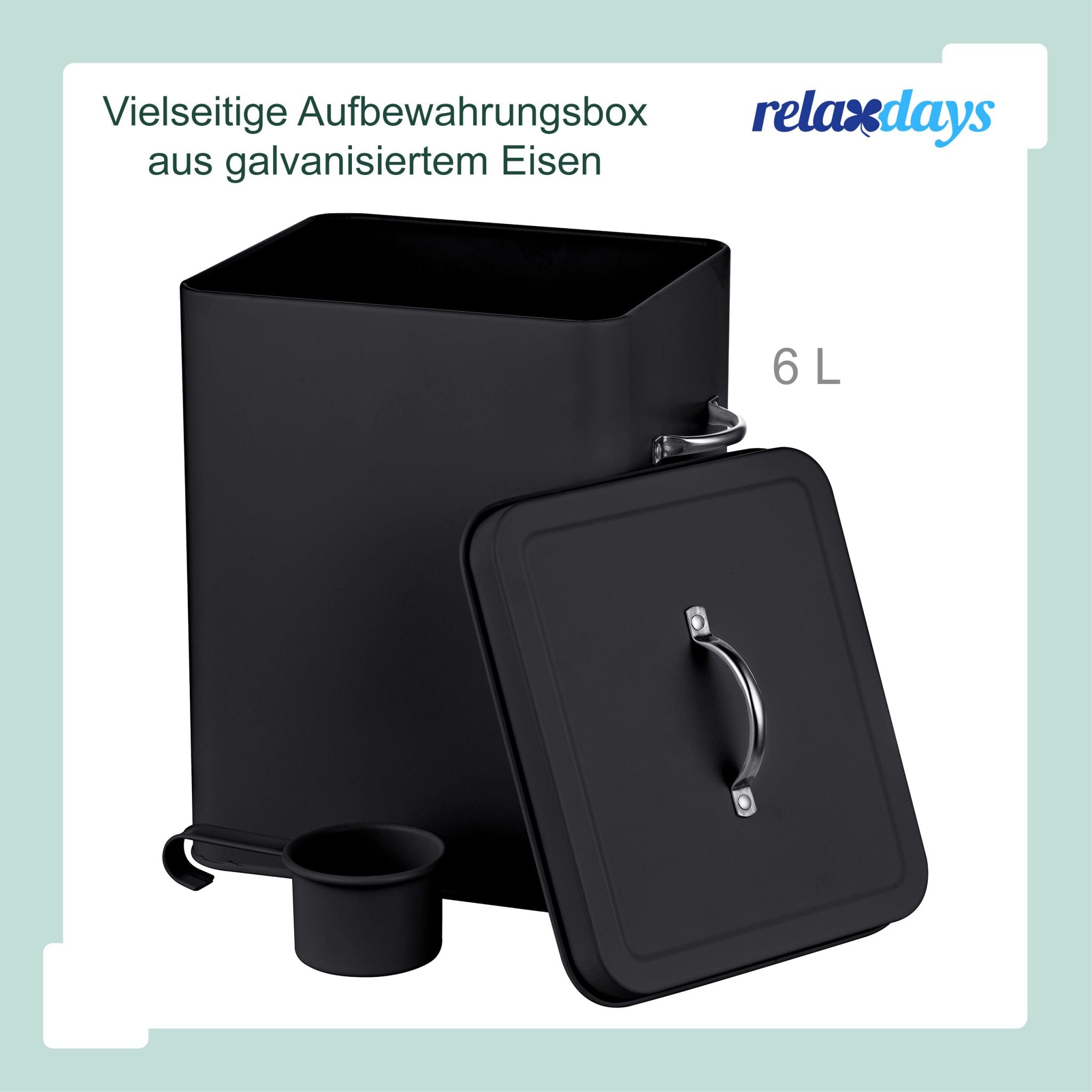 Waschmittelbox Metall 6 Liter Schwarz