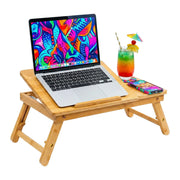 Bambus Laptop-Ständer Baum-Design Hellbraun von Relaxdays