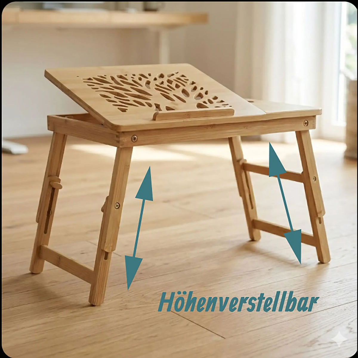 Bambus Laptop-Ständer Baum-Design Hellbraun von Relaxdays