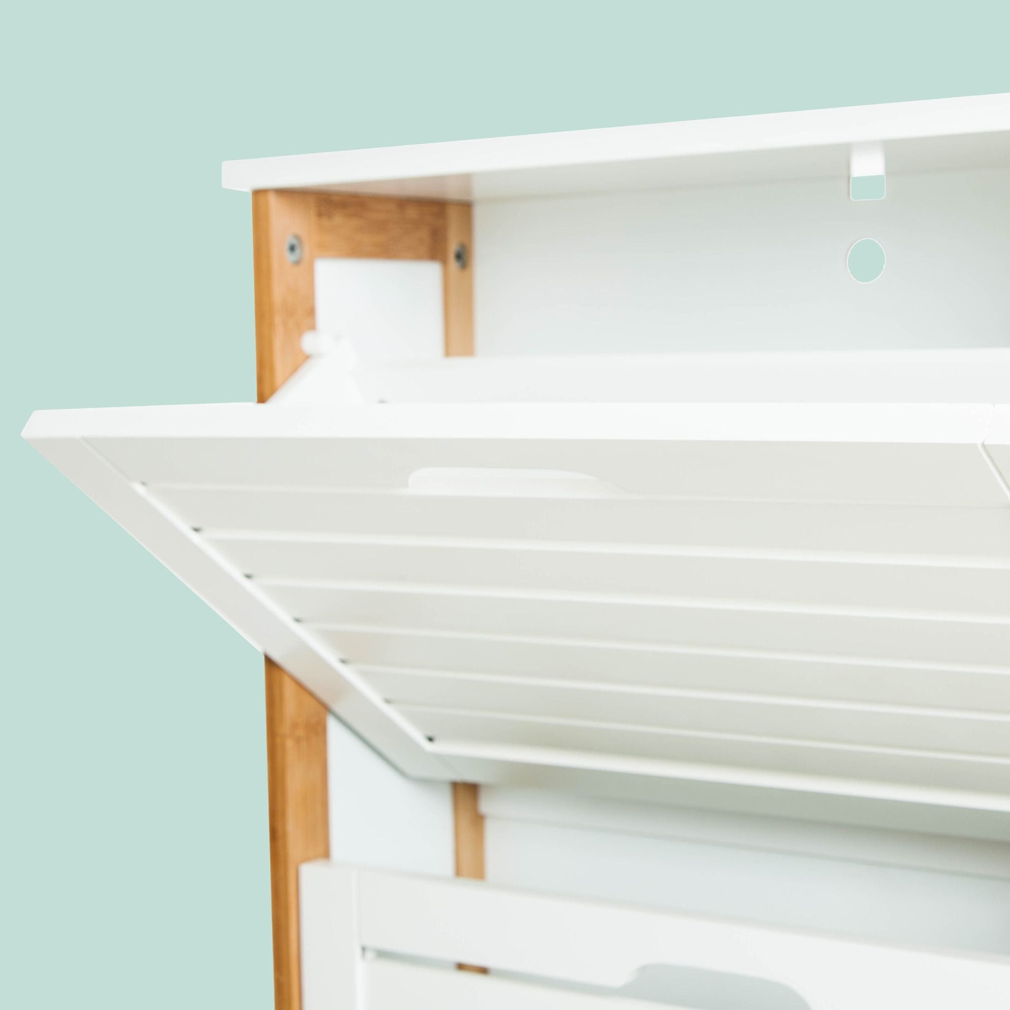 Schuhschrank Kipper Bambus & MDF Weiss-Hellbraun von Relaxdays