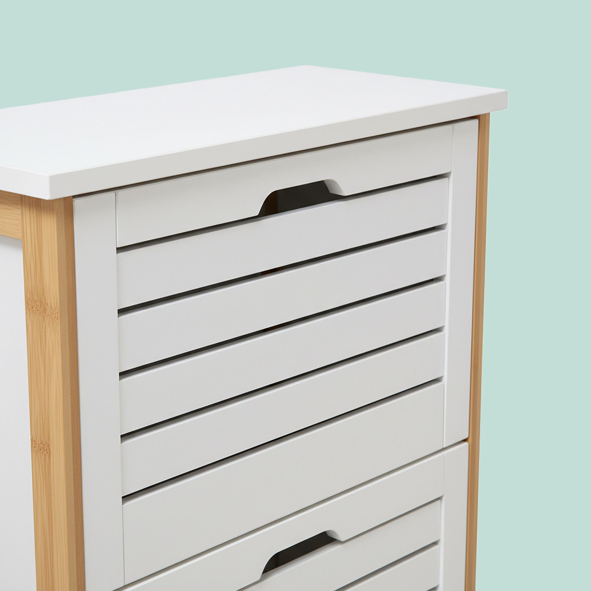 Schuhschrank Kipper Bambus & MDF Weiss-Hellbraun von Relaxdays