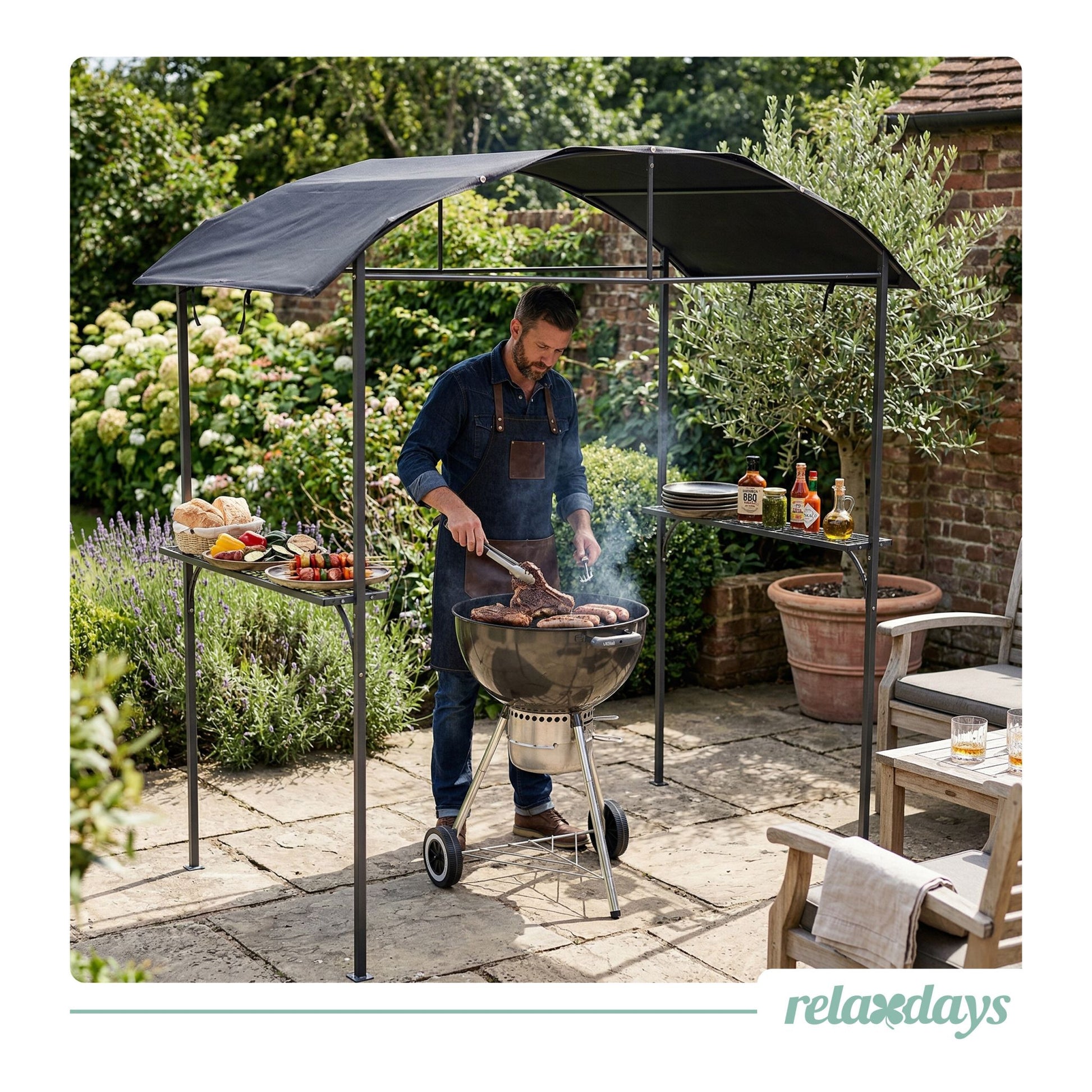 Grill Pavillon Metall Anthrazit von Relaxdays