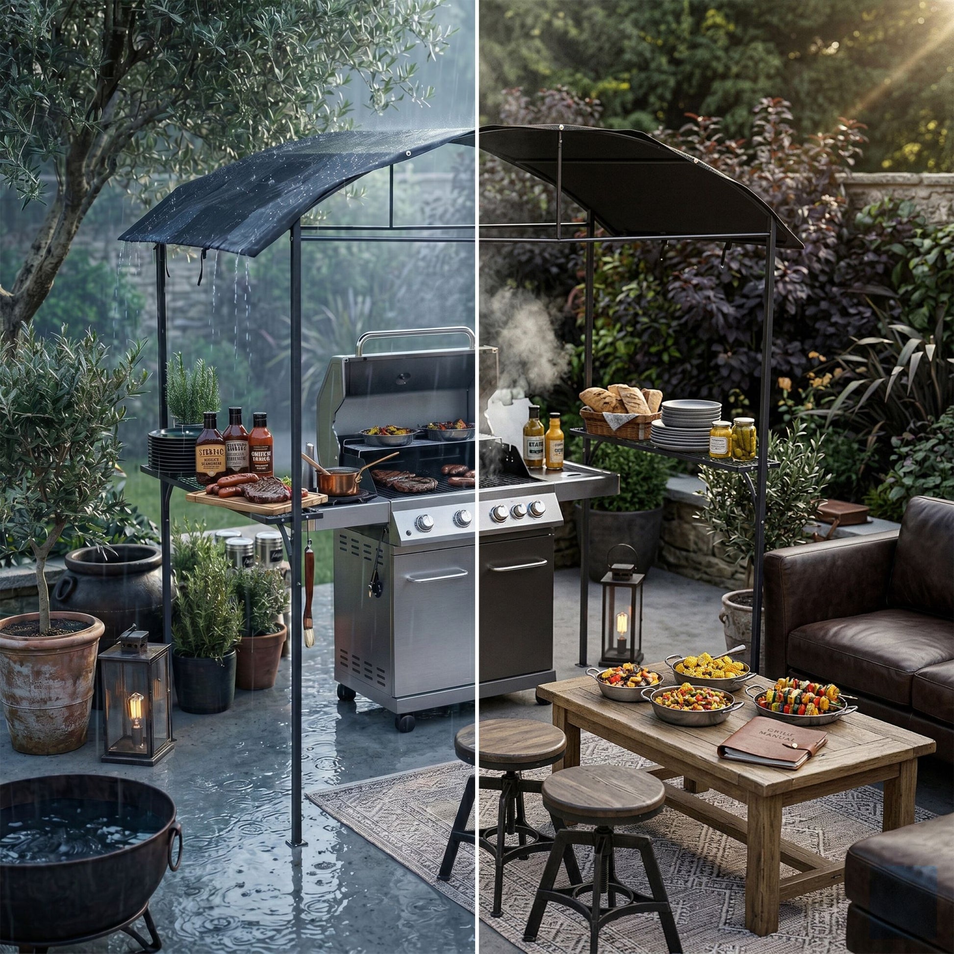 Grill Pavillon Metall Anthrazit von Relaxdays