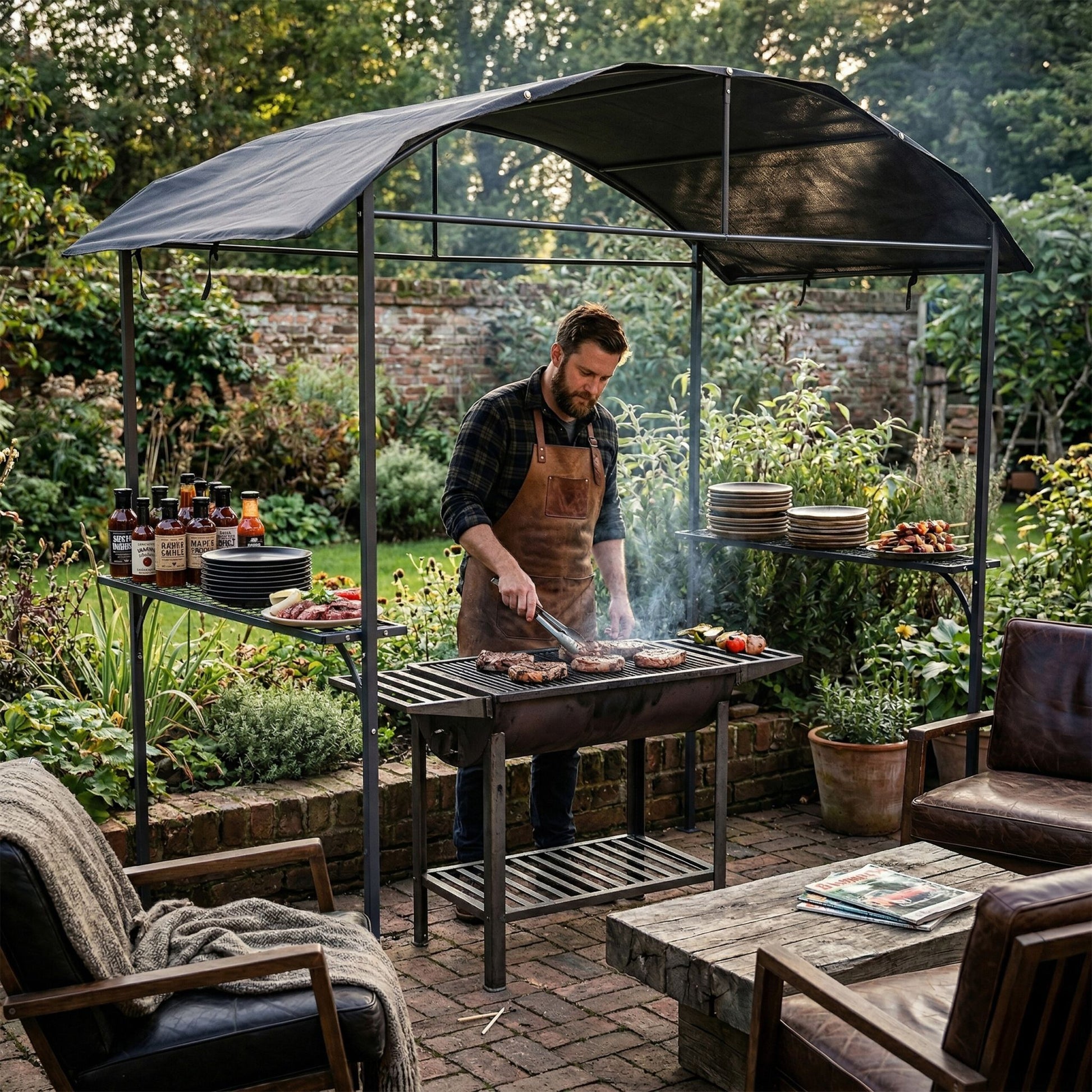 Grill Pavillon Metall Anthrazit von Relaxdays