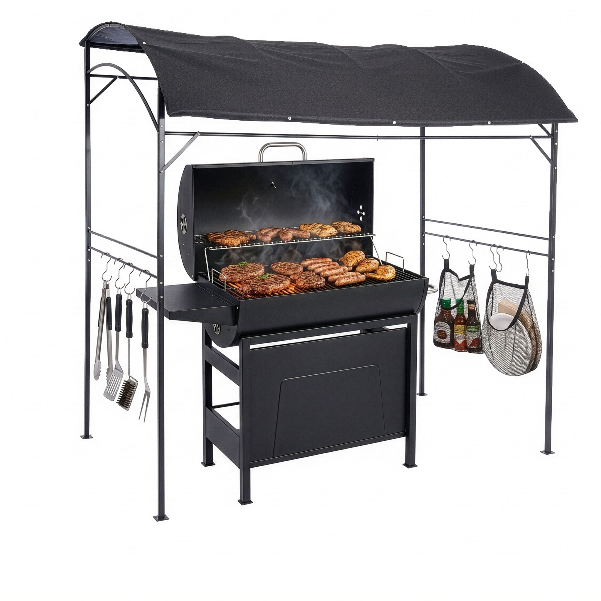 Grill Pavillon Metall Anthrazit von Relaxdays