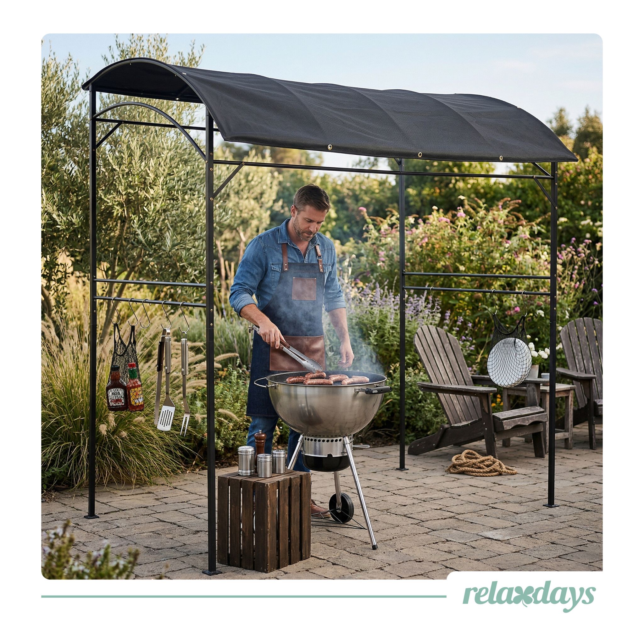 Grill Pavillon Metall Anthrazit von Relaxdays