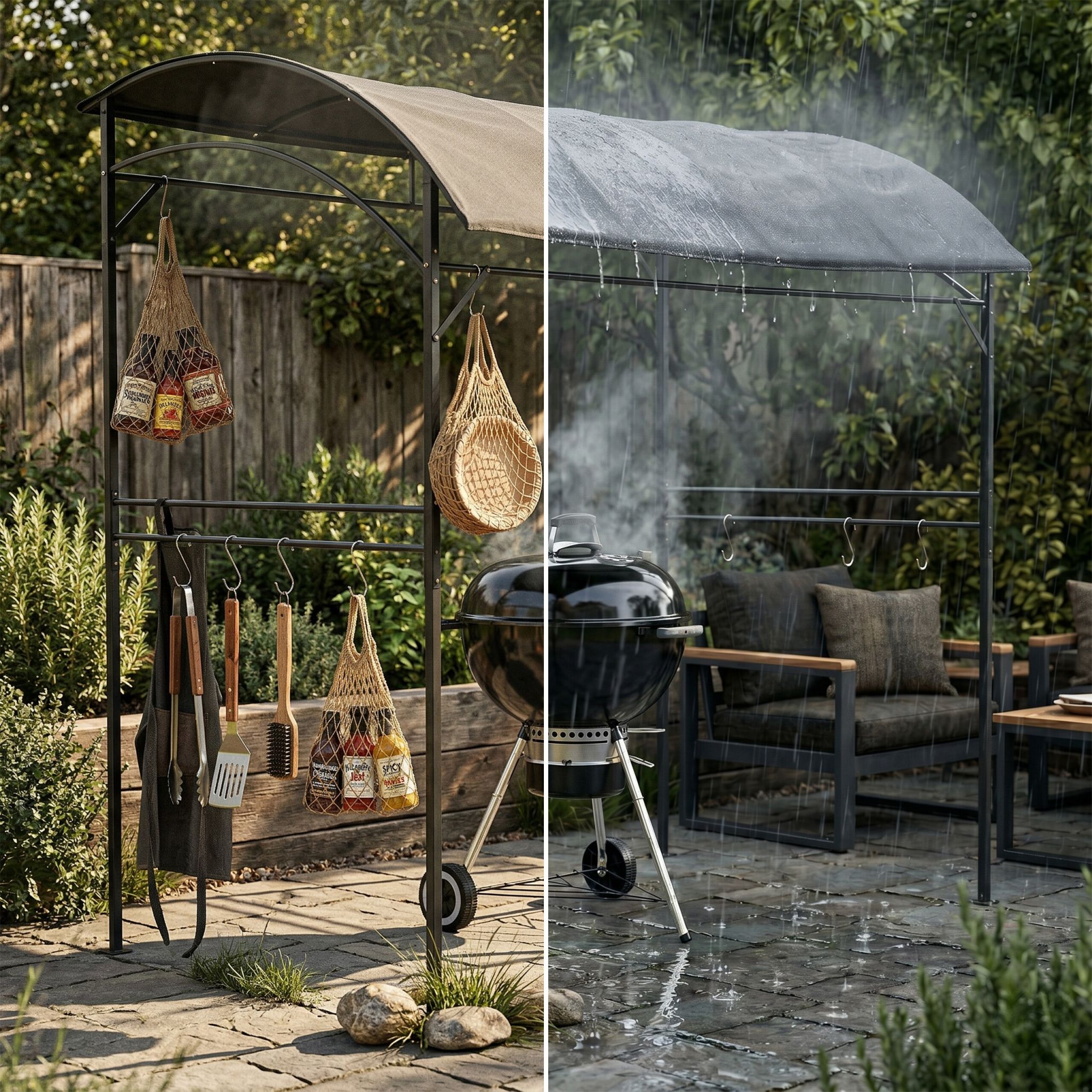 Grill Pavillon Metall Anthrazit von Relaxdays